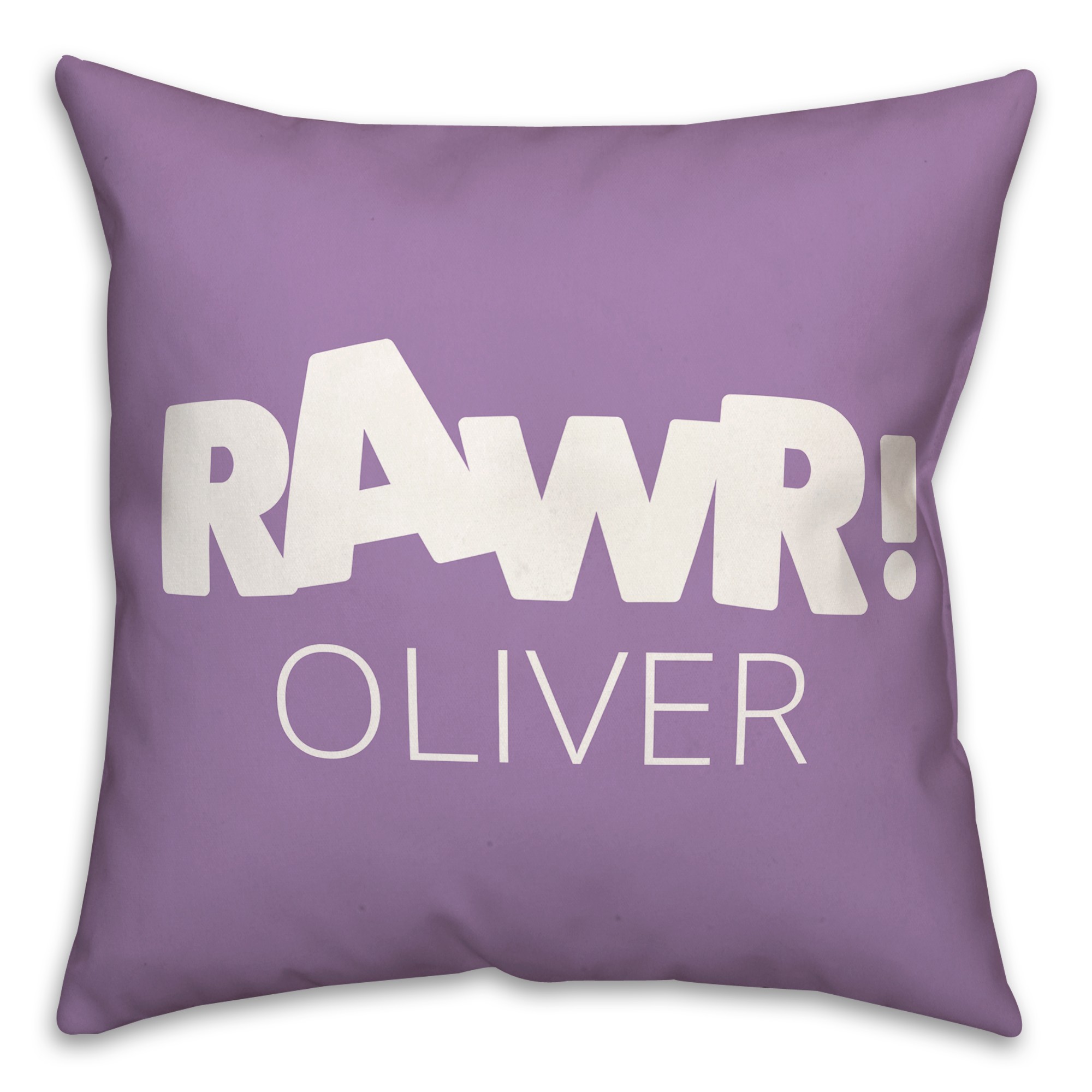 Purple and White Dinosaur with Name 18x18 Personalized Spun Poly Pillow