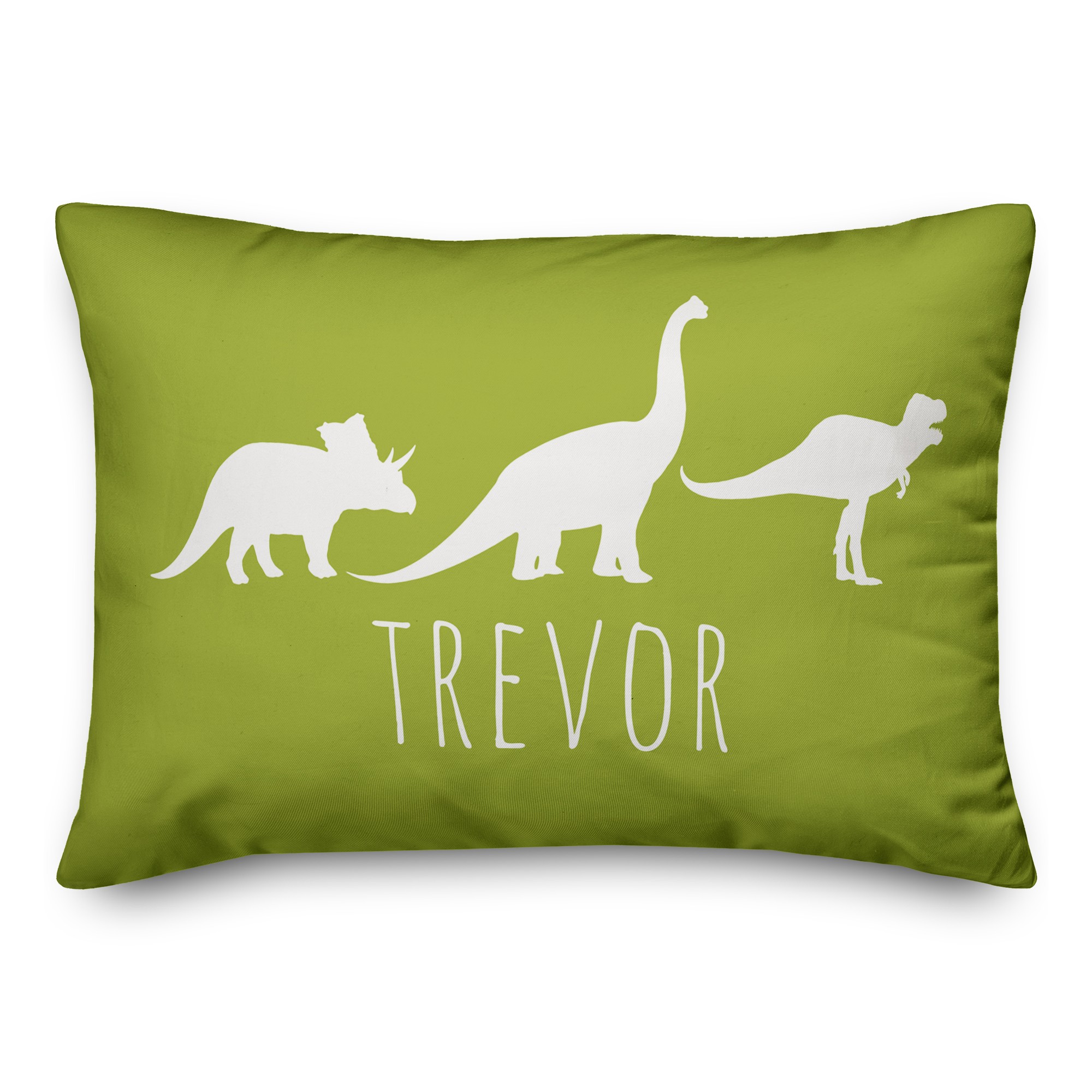 Dinos with Chevron Solid Lime 14x20 Personalized Spun Poly Pillow