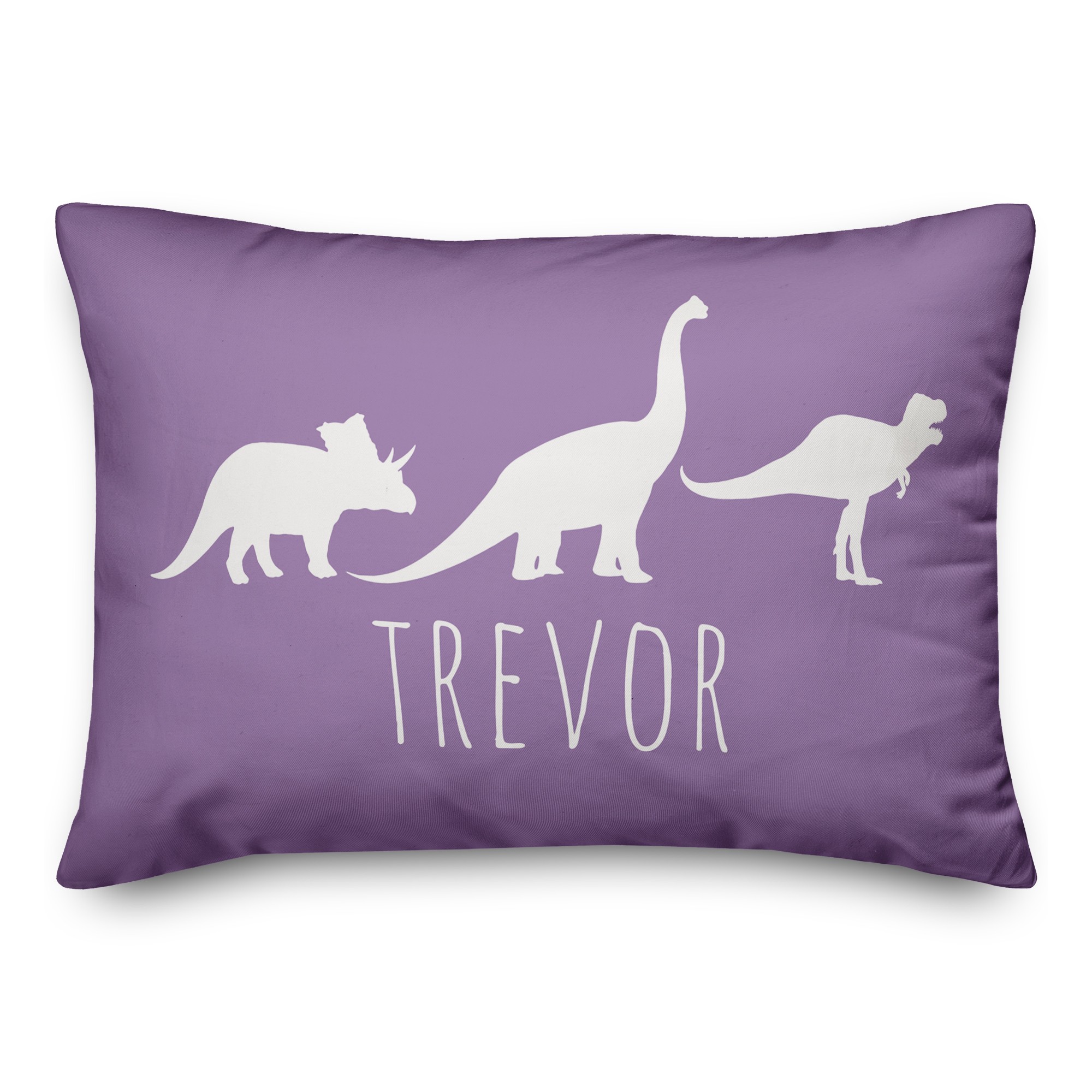 Dinos with Chevron Solid Purple 14x20 Personalized Spun Poly Pillow