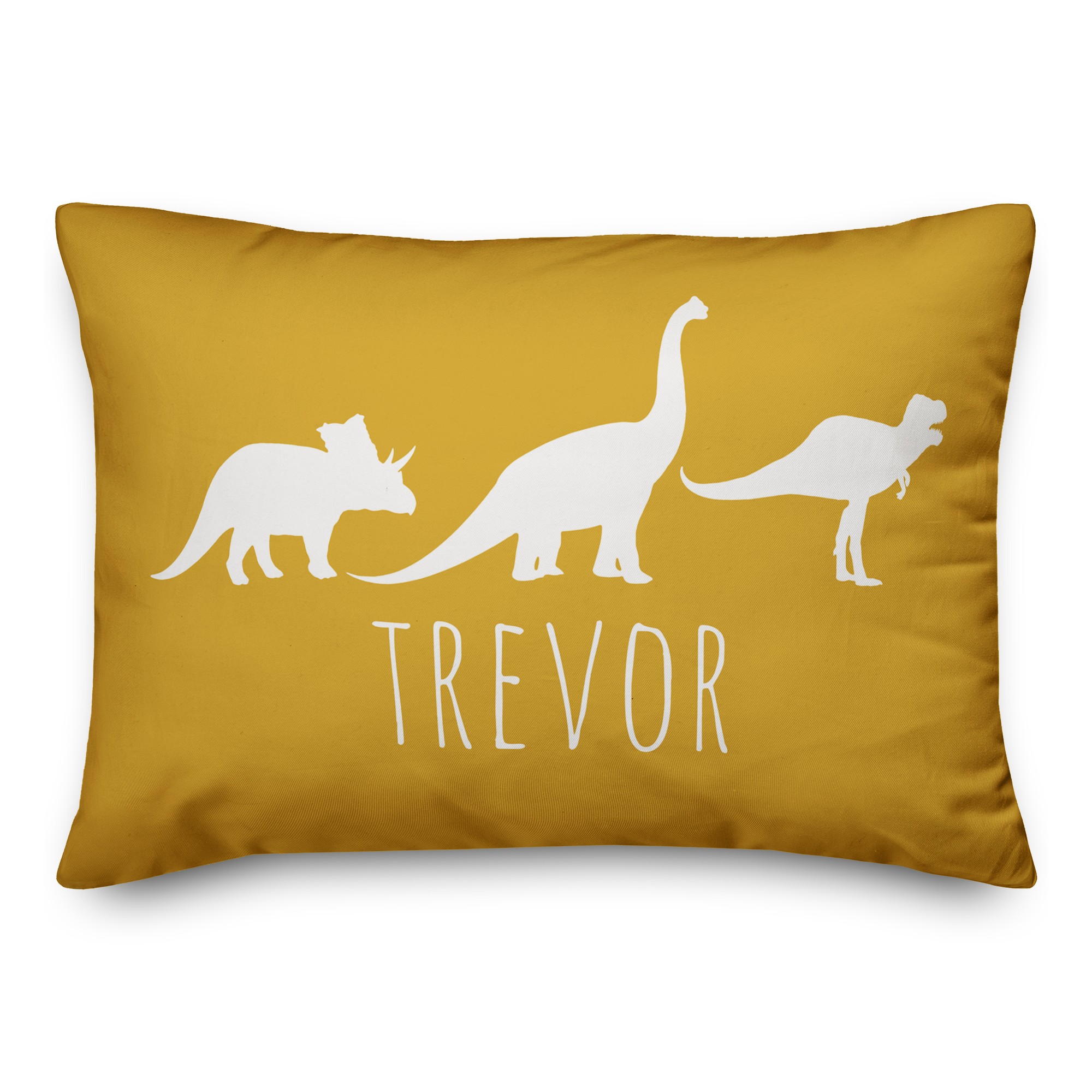 Dinos with Chevron Solid Yellow 14x20 Personalized Spun Poly Pillow