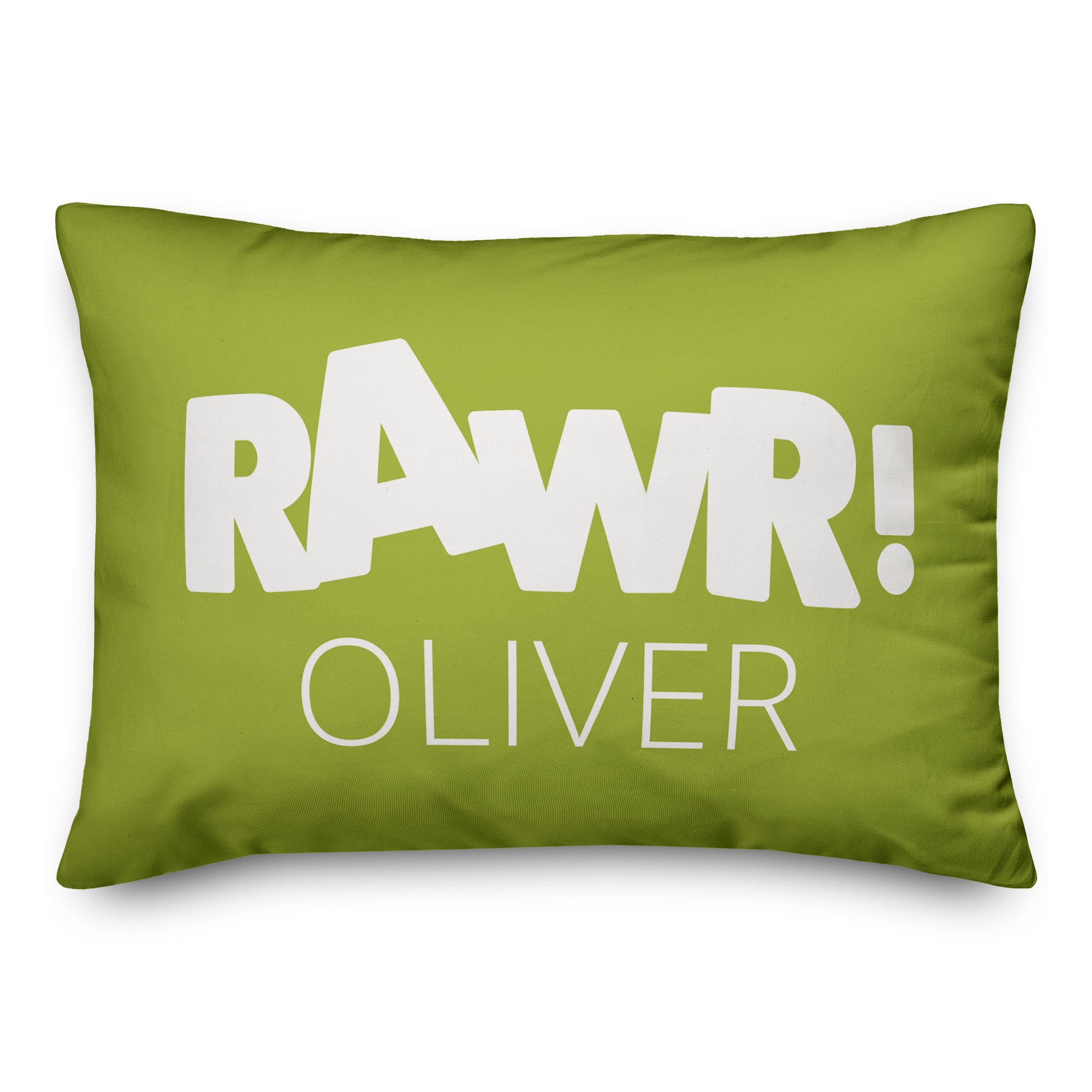 Rawr Lime and White Dinosaur 14x20 Personalized Spun Poly Pillow