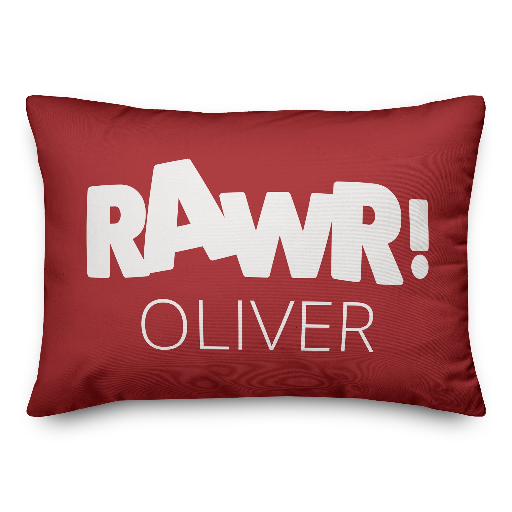 Rawr Red and White Dinosaur 14x20 Personalized Spun Poly Pillow
