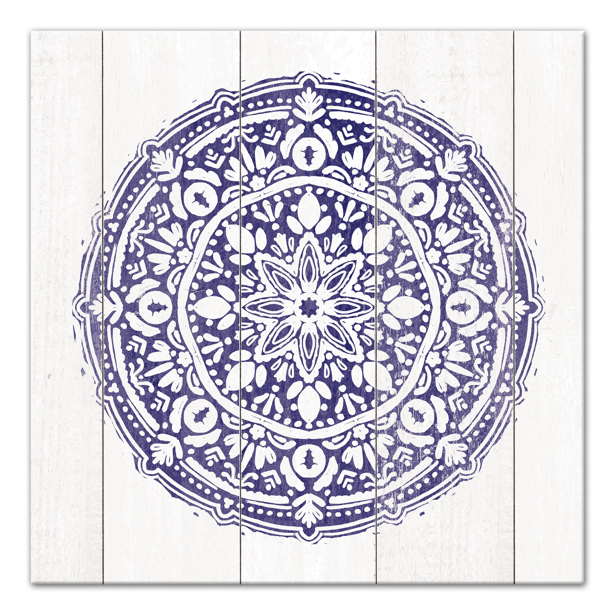 Distressed Navy Medallion 20x20 Canvas Wall Art