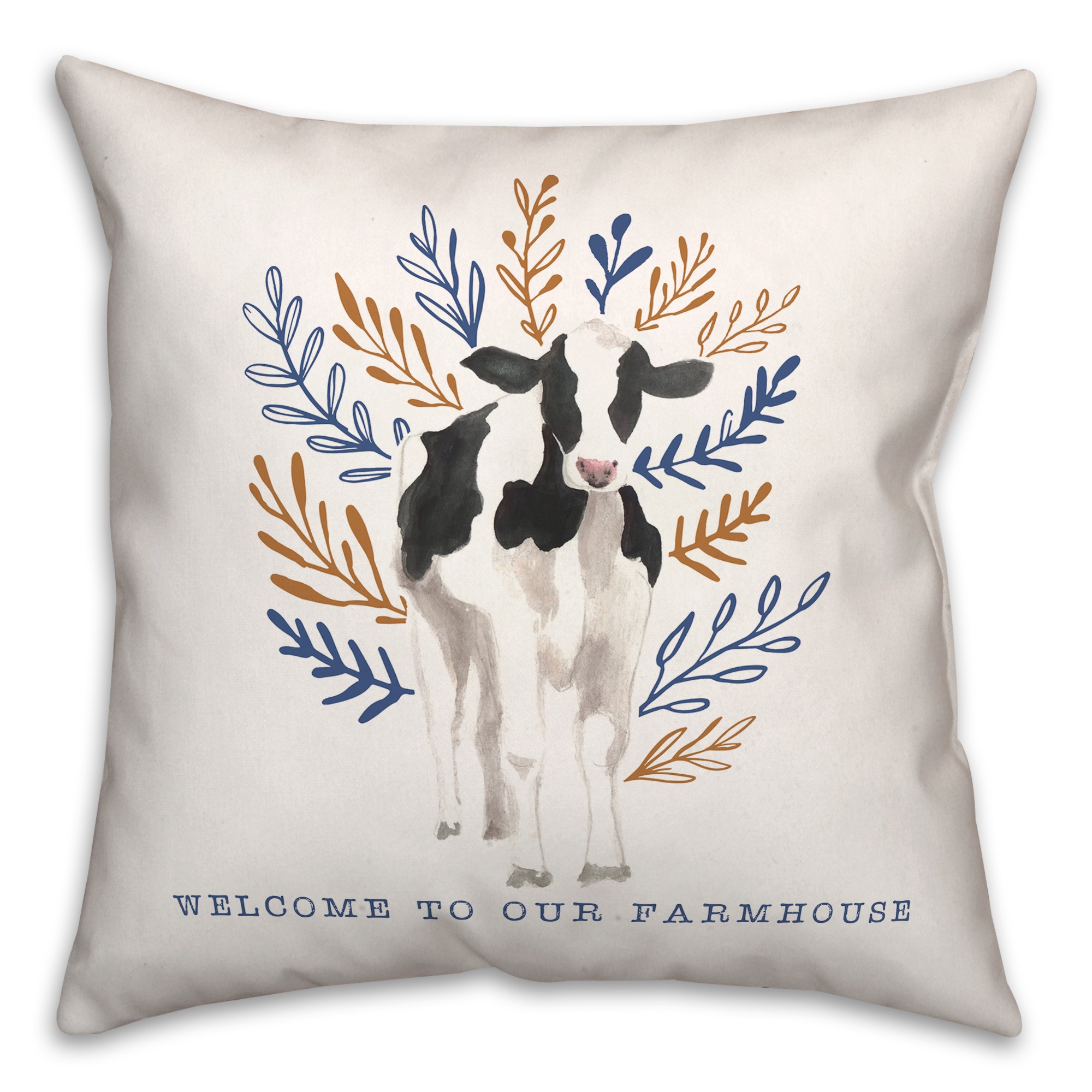 Welcome Farmhouse Cow 18x18 Spun Poly Pillow
