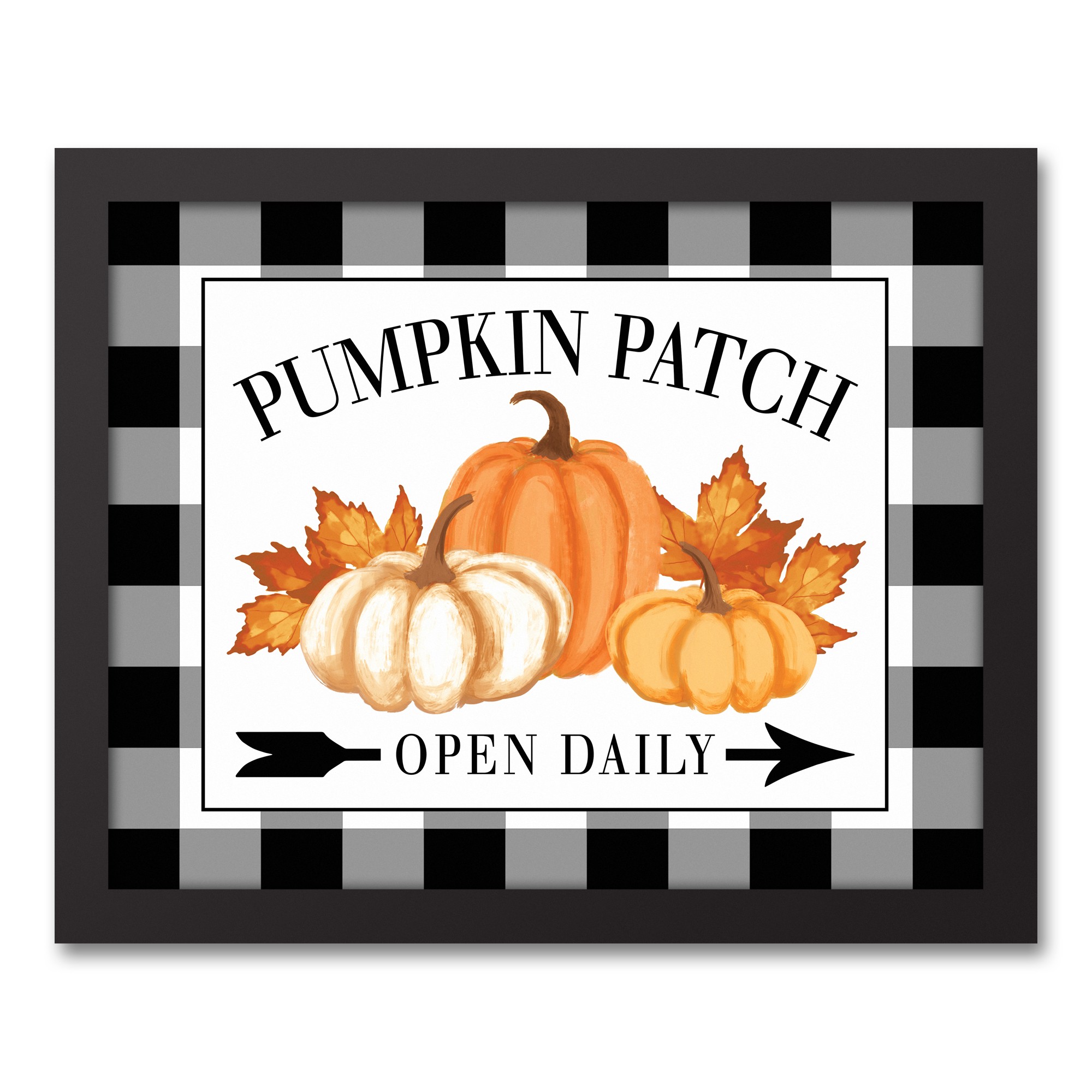 Pumpkin Patch Open Daily 11x14 Black Framed Canvas
