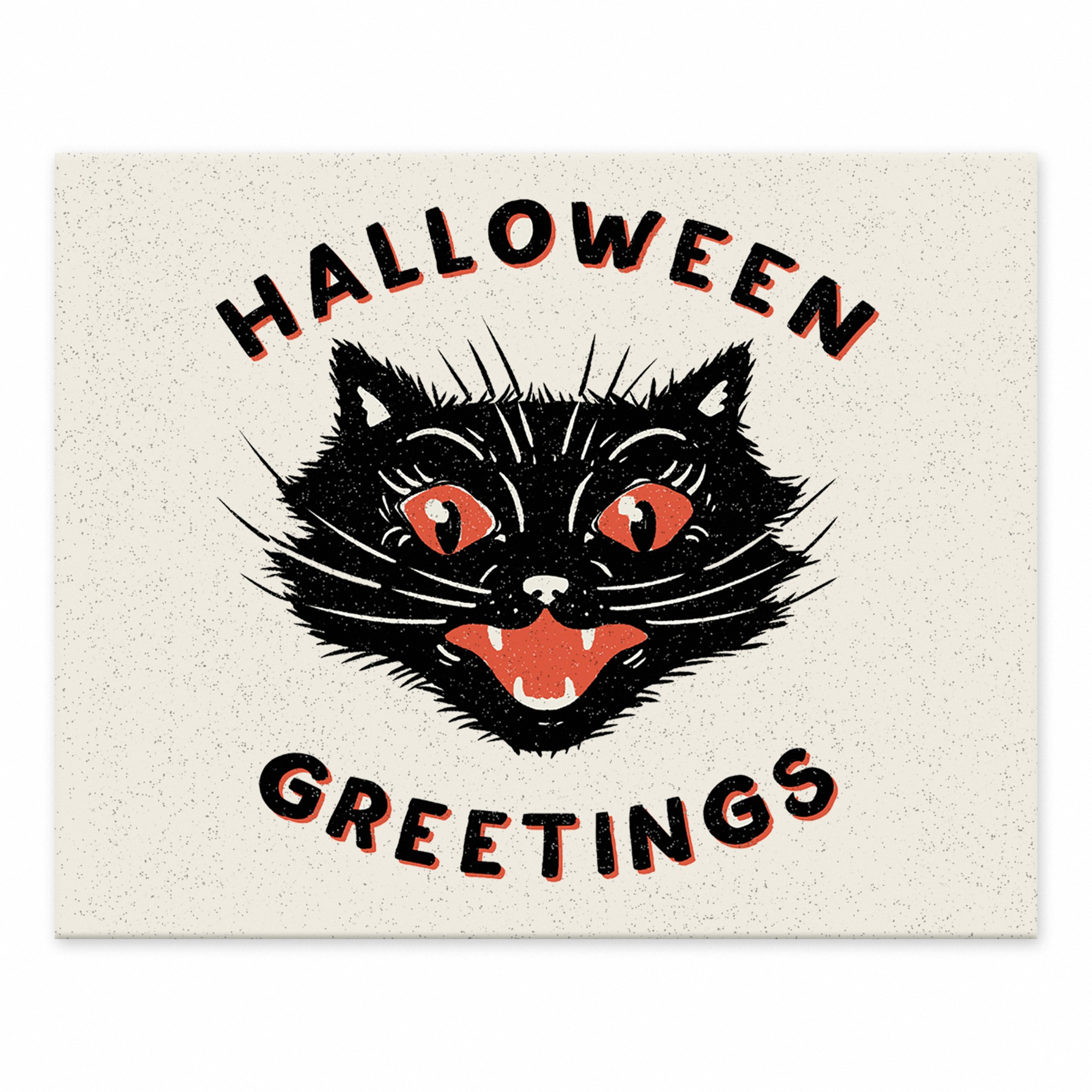 Retro Black Cat Halloween Greetings 8x10 Tabletop Canvas