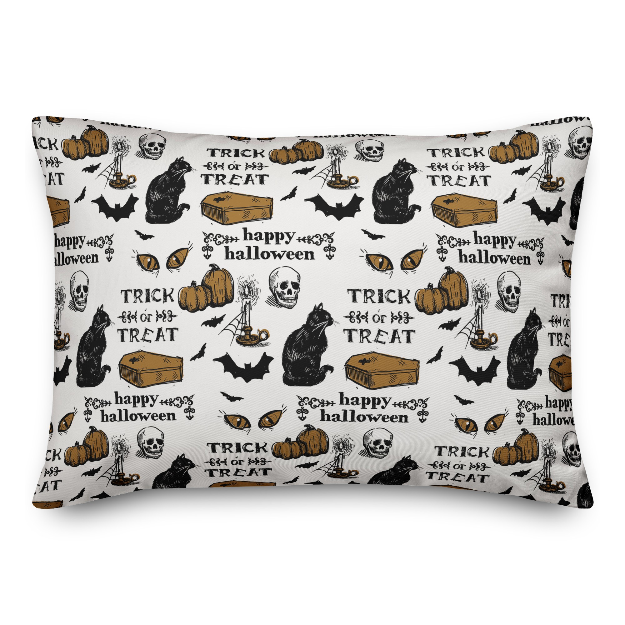 Amber and Black Vintage Halloween Pattern 14x20 Spun Poly Pillow