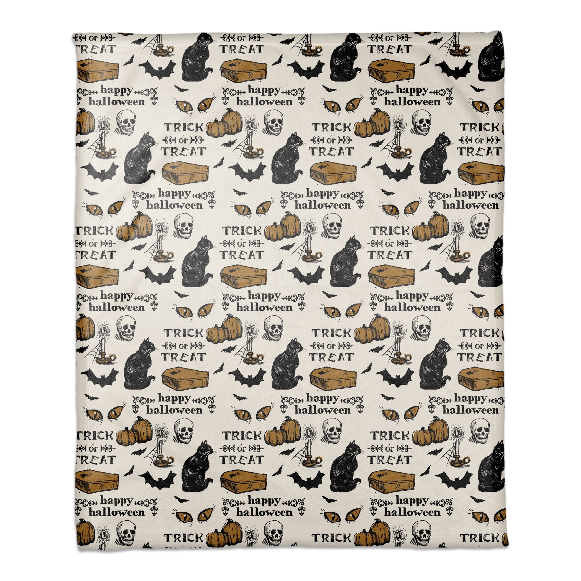 Amber and Black Vintage Halloween Pattern 50x60 Coral Fleece Blanket