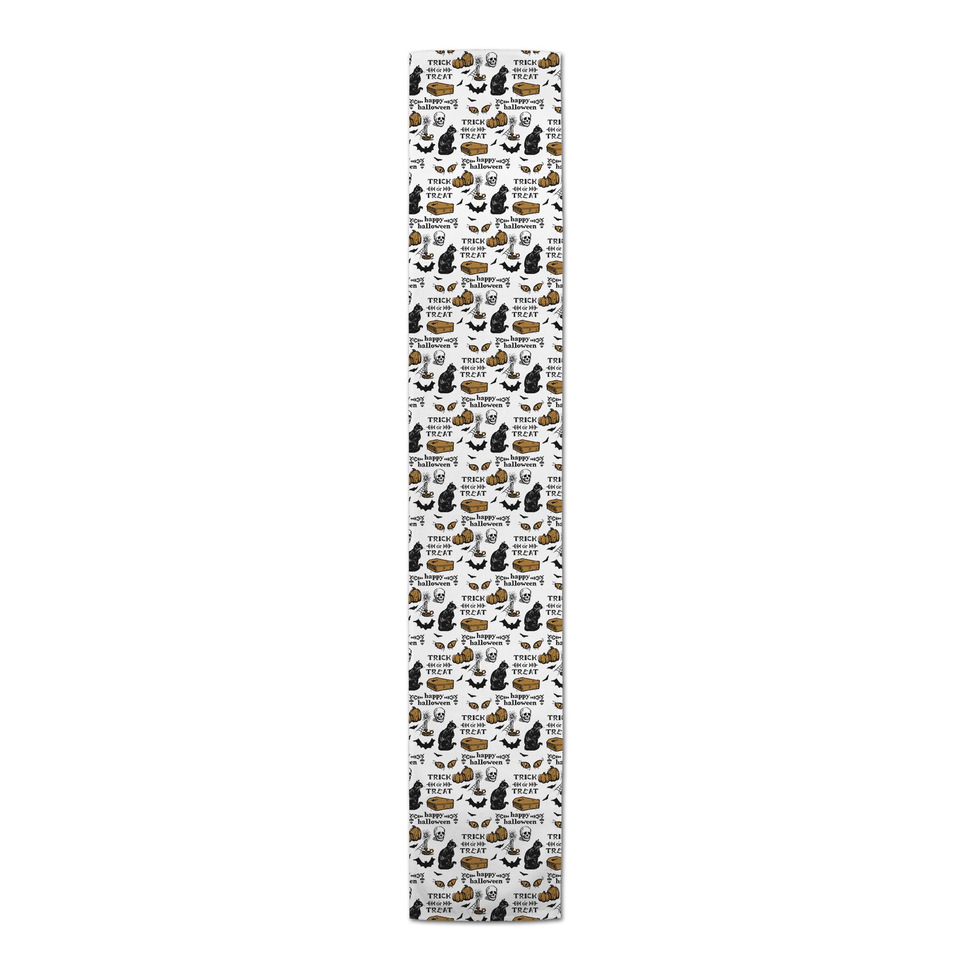 Amber and Black Vintage Halloween Pattern Runner