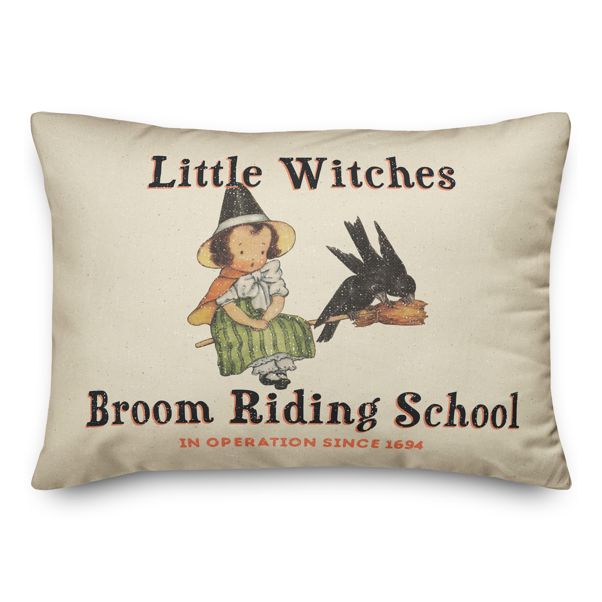 Lil Witch Broom Riding School 14x20 Spun Poly Pillow