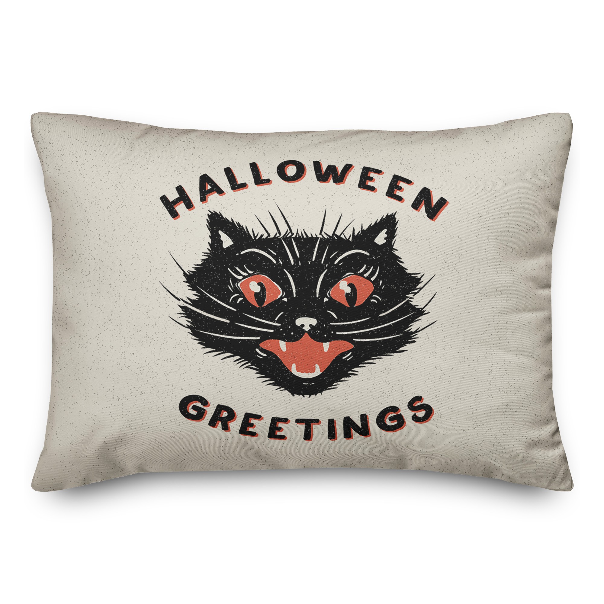Retro Black Cat Halloween Greetings 14x20 Spun Poly Pillow