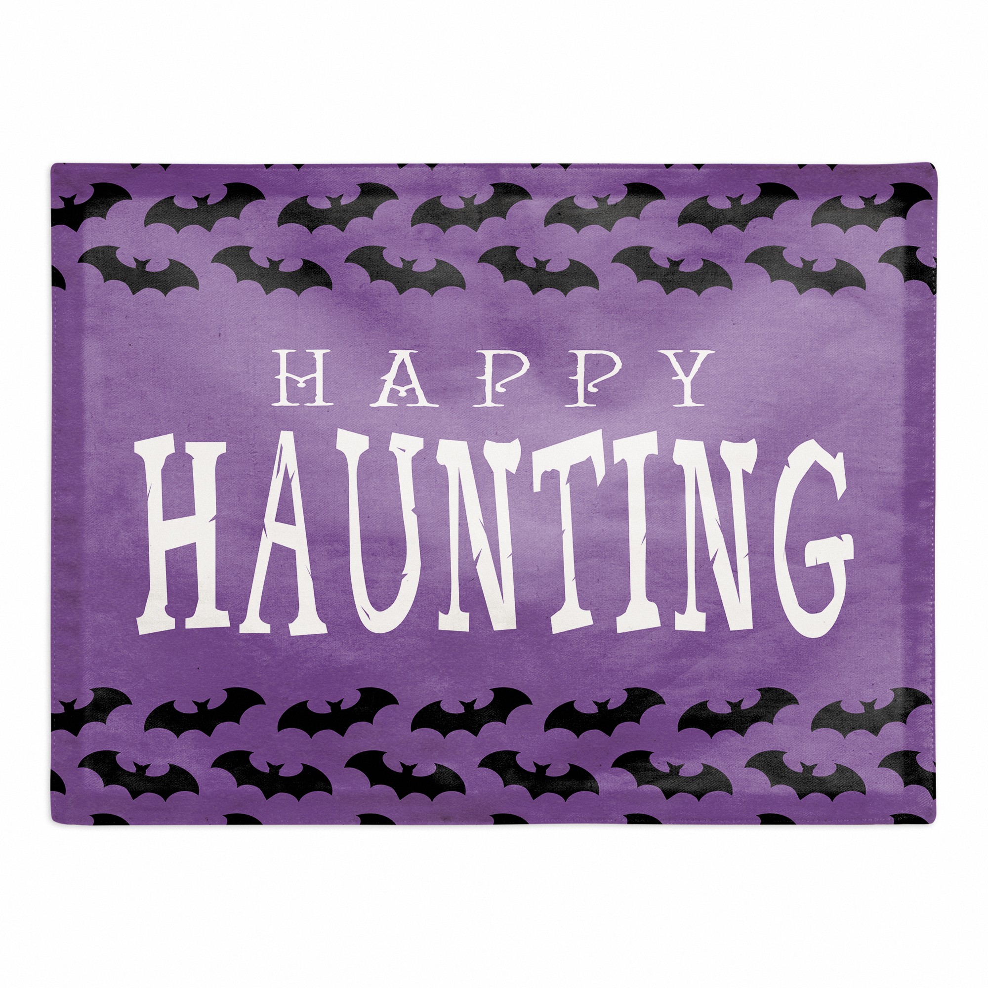 Happy Haunting Bat Black and Purple 18x14 Poly Twill Placemat