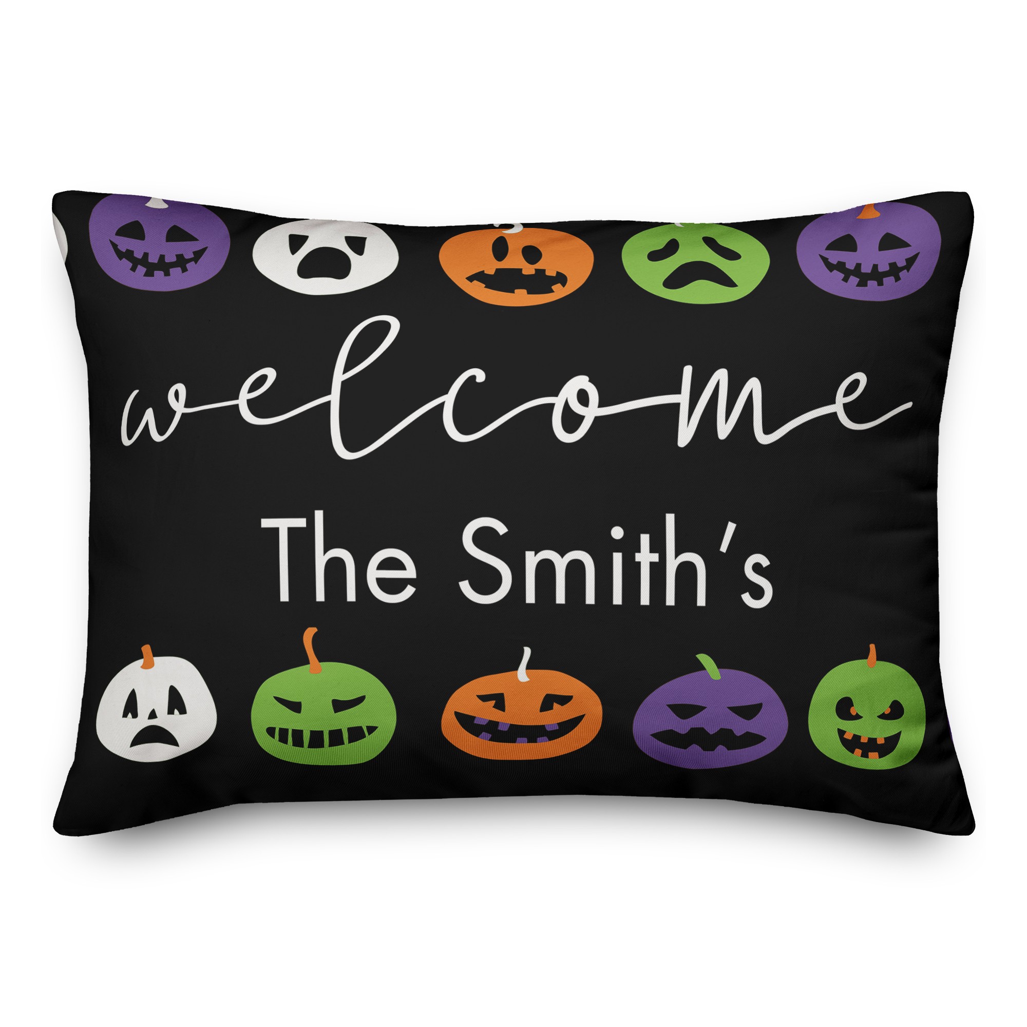 Boo Pumpkin Pattern Family Name 14x20 Personalized Spun Poly Pillow