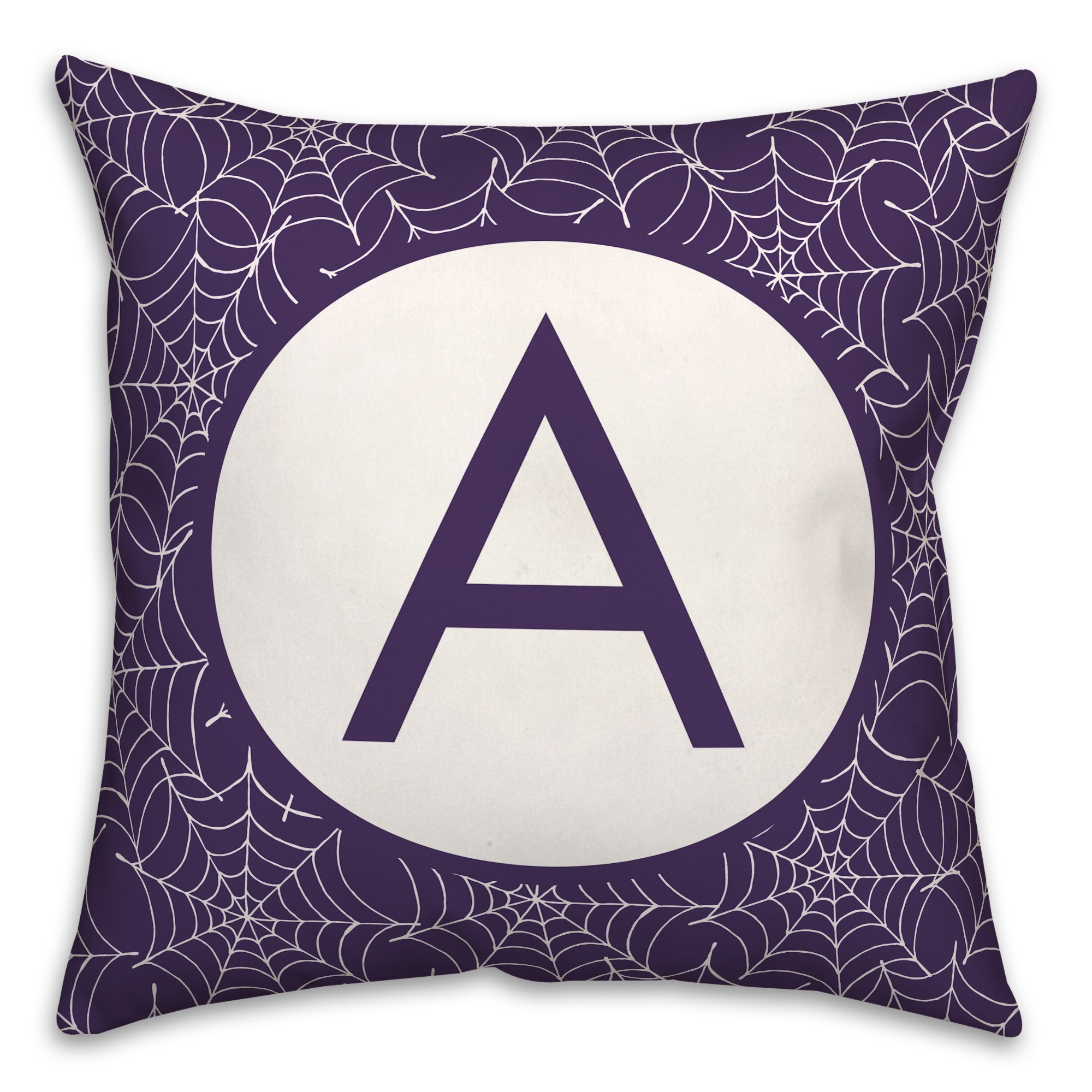 Spiderweb Pattern Monogram 18x18 Personalized Spun Poly Pillow