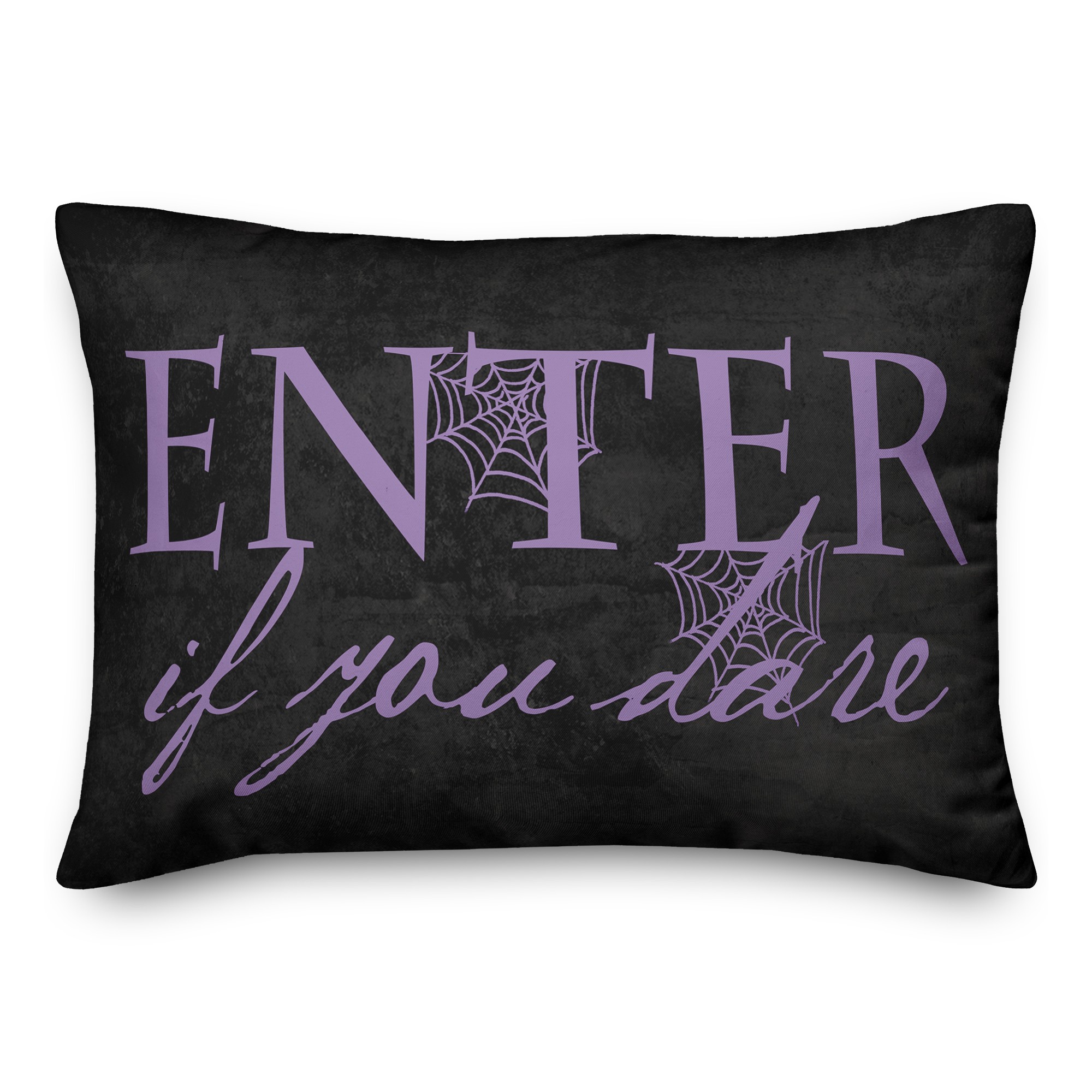 Enter if You Dare Black and Purple 14x20 Spun Poly Pillow