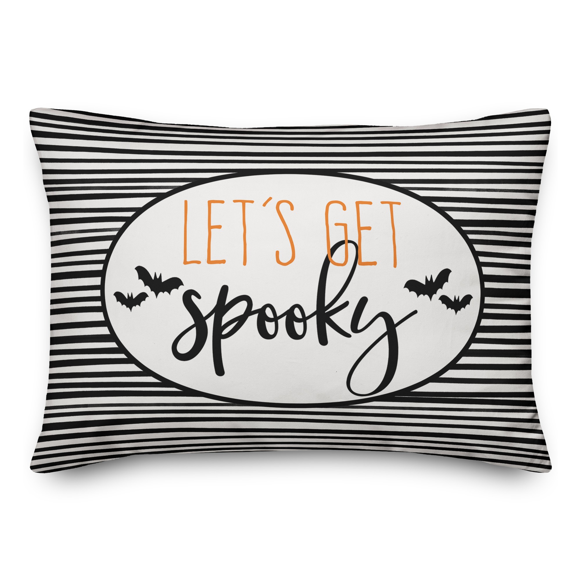 Lets Get Spooky Black Stripes 14x20 Spun Poly Pillow