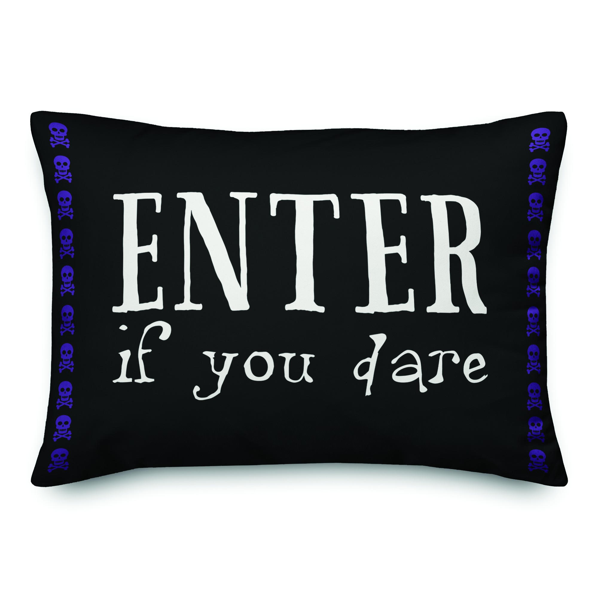 Skull and Crossbone Enter if You Dare 14x20 Spun Poly Pillow