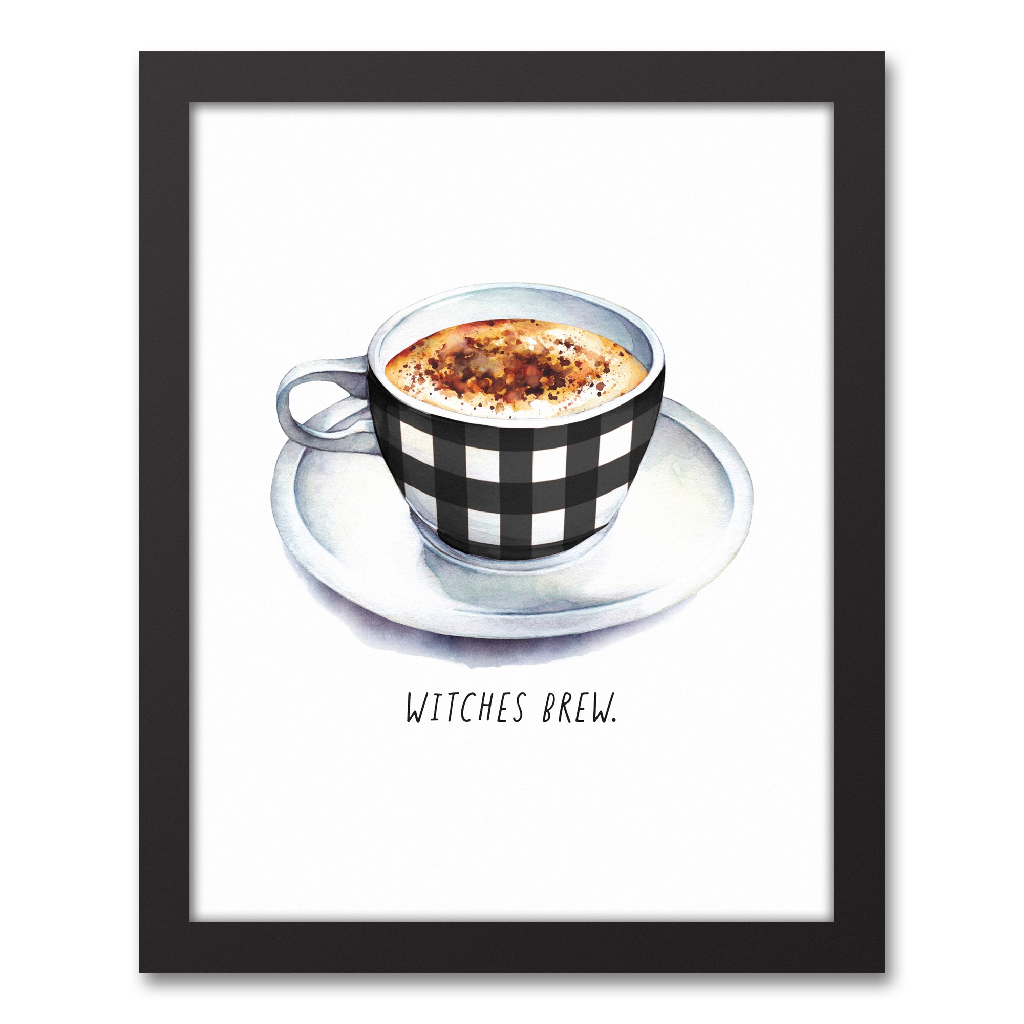 Witches Brew Coffee Cup 11x14 Black Framed Canvas