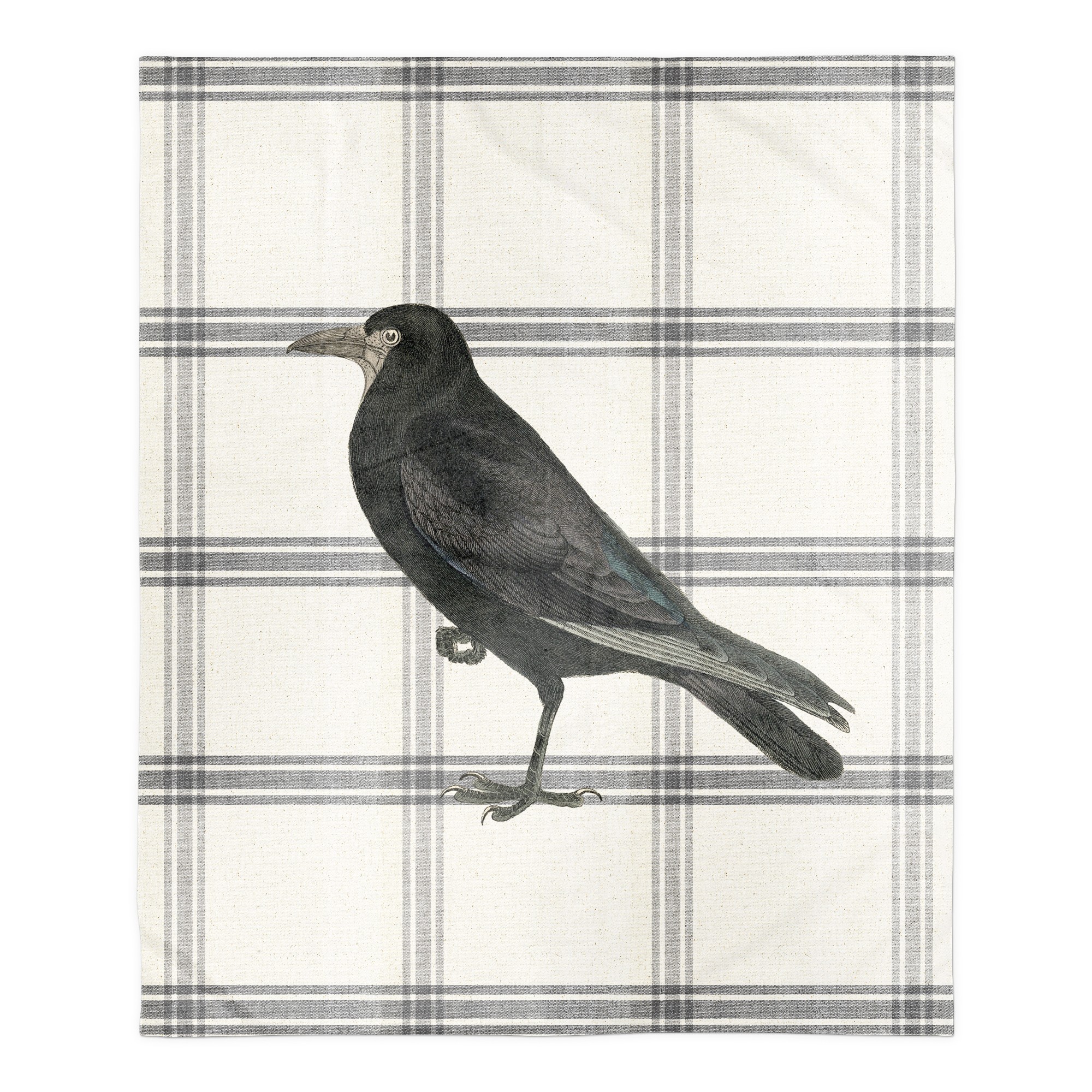 Raven on Plaid 50x60 Sherpa Fleece Blanket