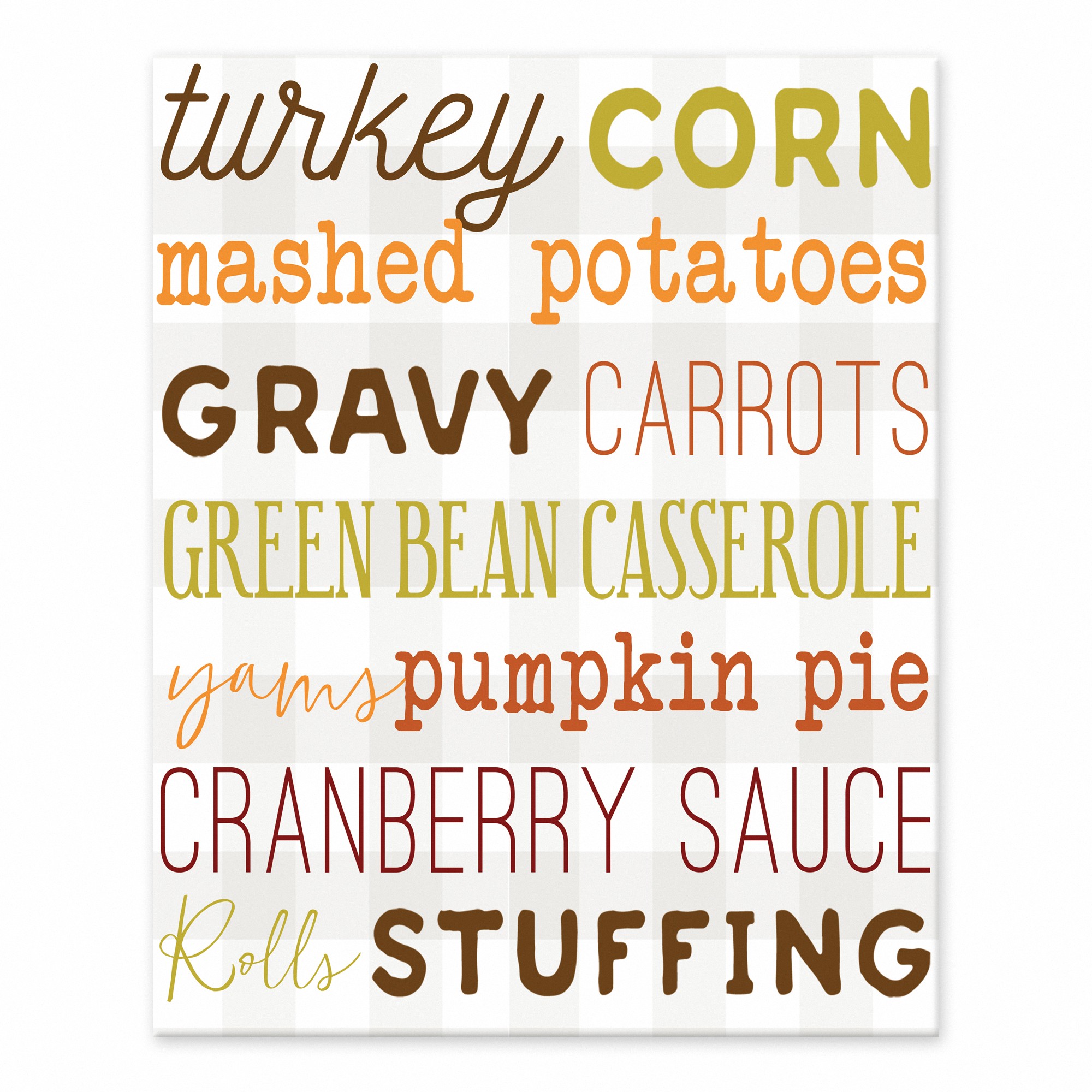 Thanksgiving Menu Colorful 8x10 Tabletop Canvas