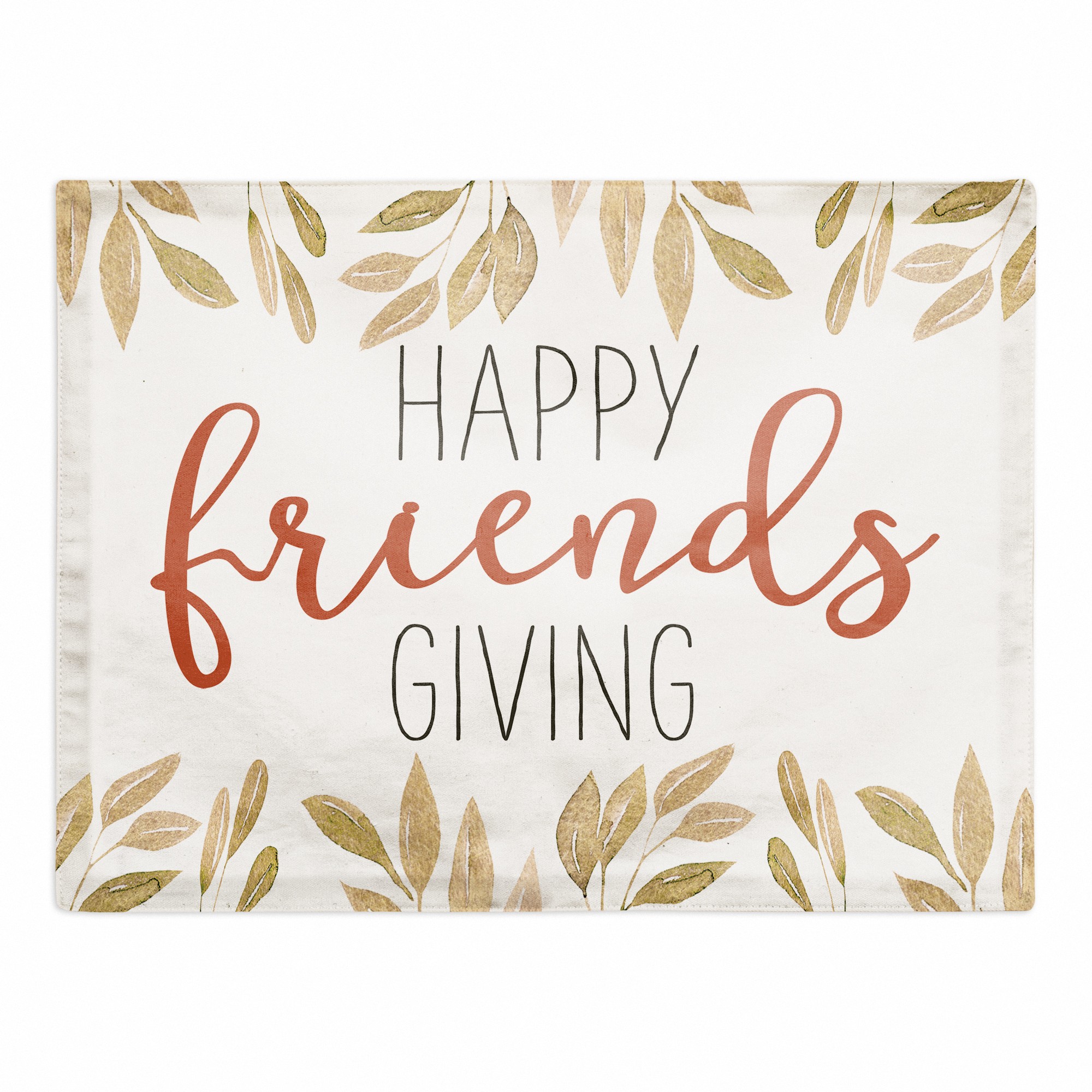 Happy Friendsgiving Gold Leaves 18x14 Poly Twill Placemat