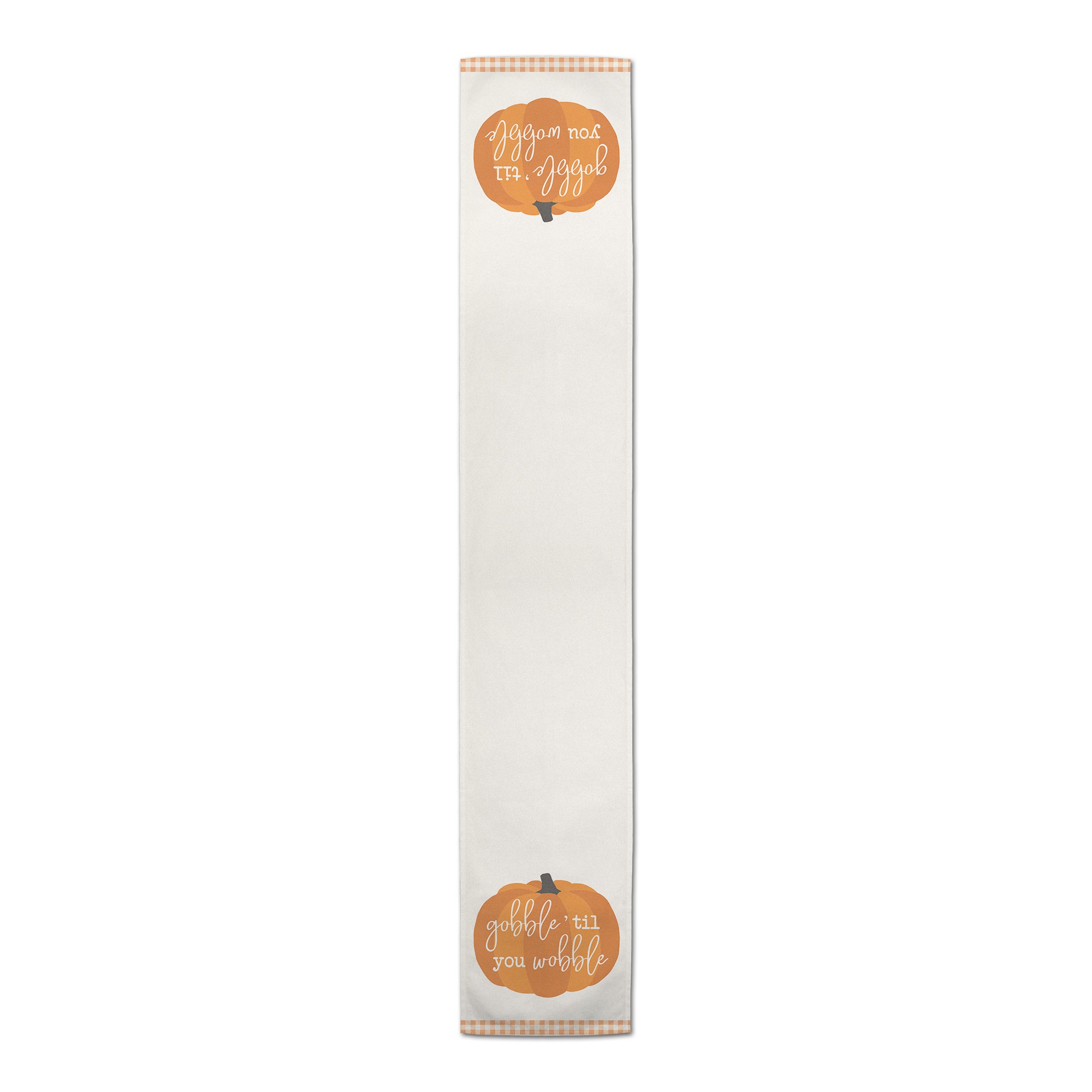 Gobble Wobble Pumpkin Plaid Pattern 16x90 Poly Twill Table Runner