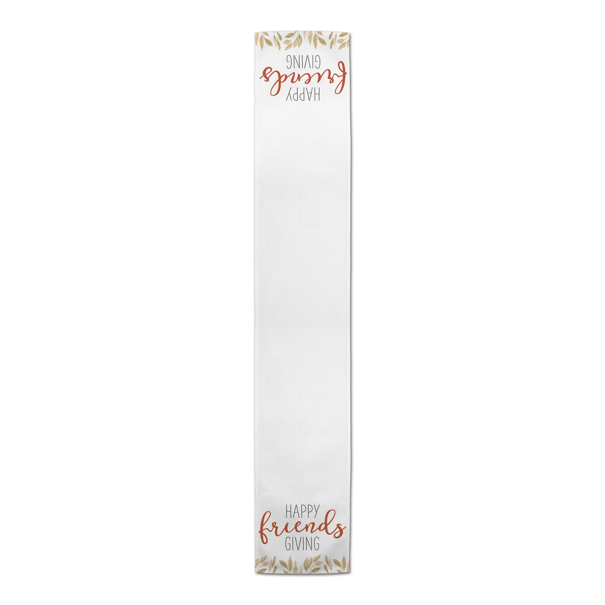 Happy Friendsgiving Gold Leaves 16x90 Poly Twill Table Runner