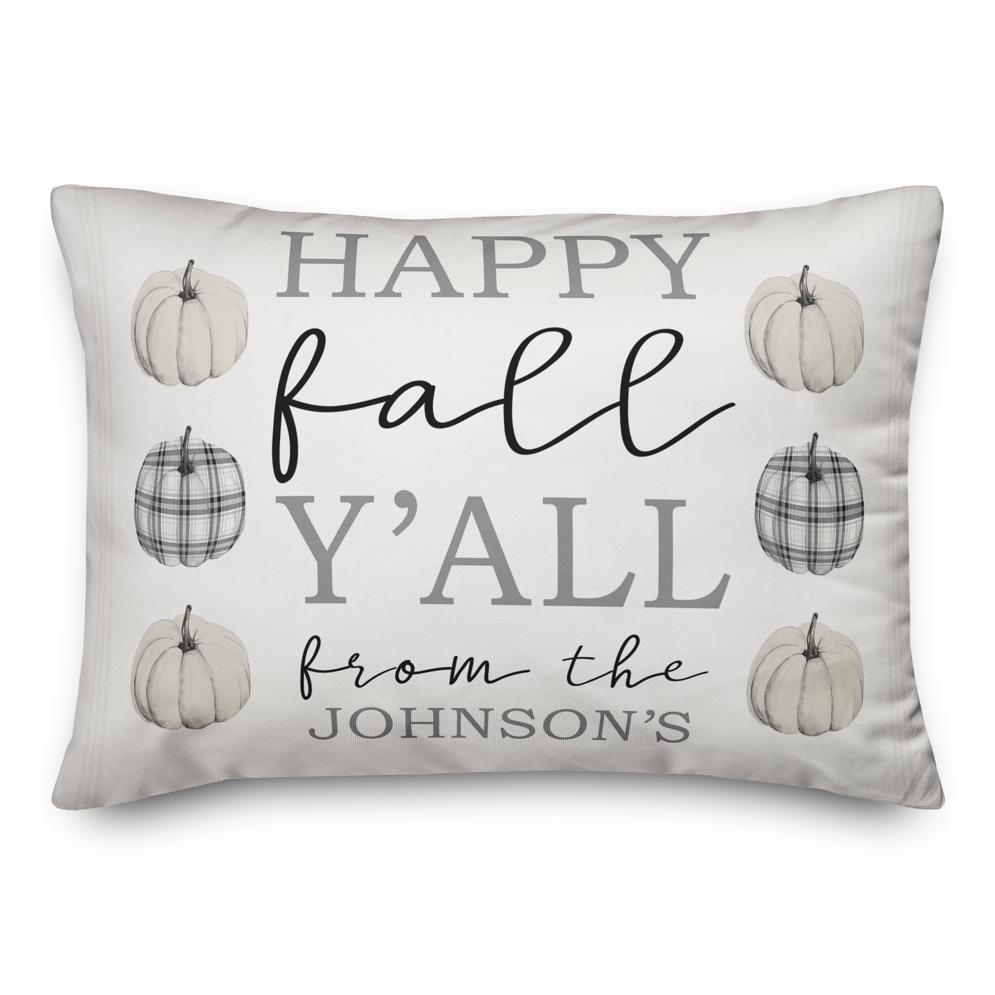 Happy Fall Yall Family Name 14x20 Personalized Spun Poly Pillow