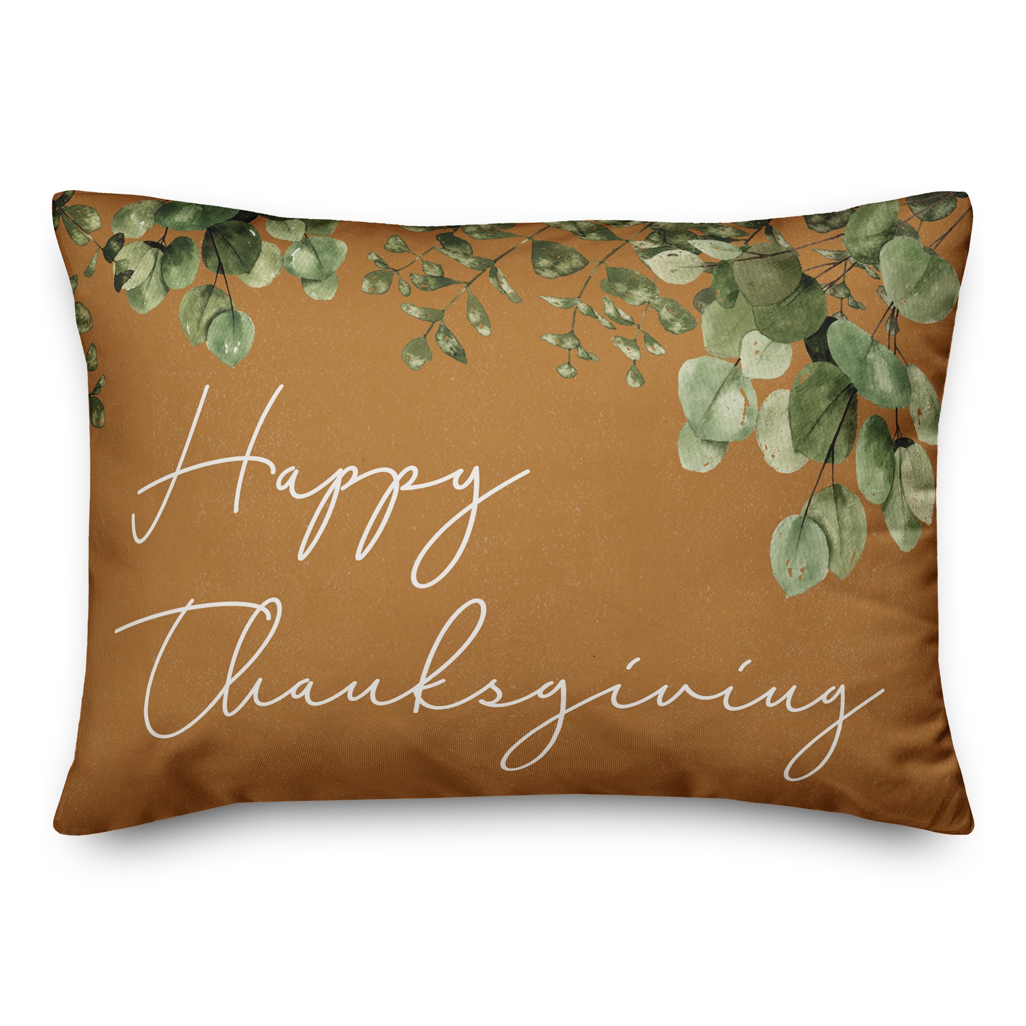 Happy Thanksgiving Eucalyptus 14x20 Spun Poly Pillow