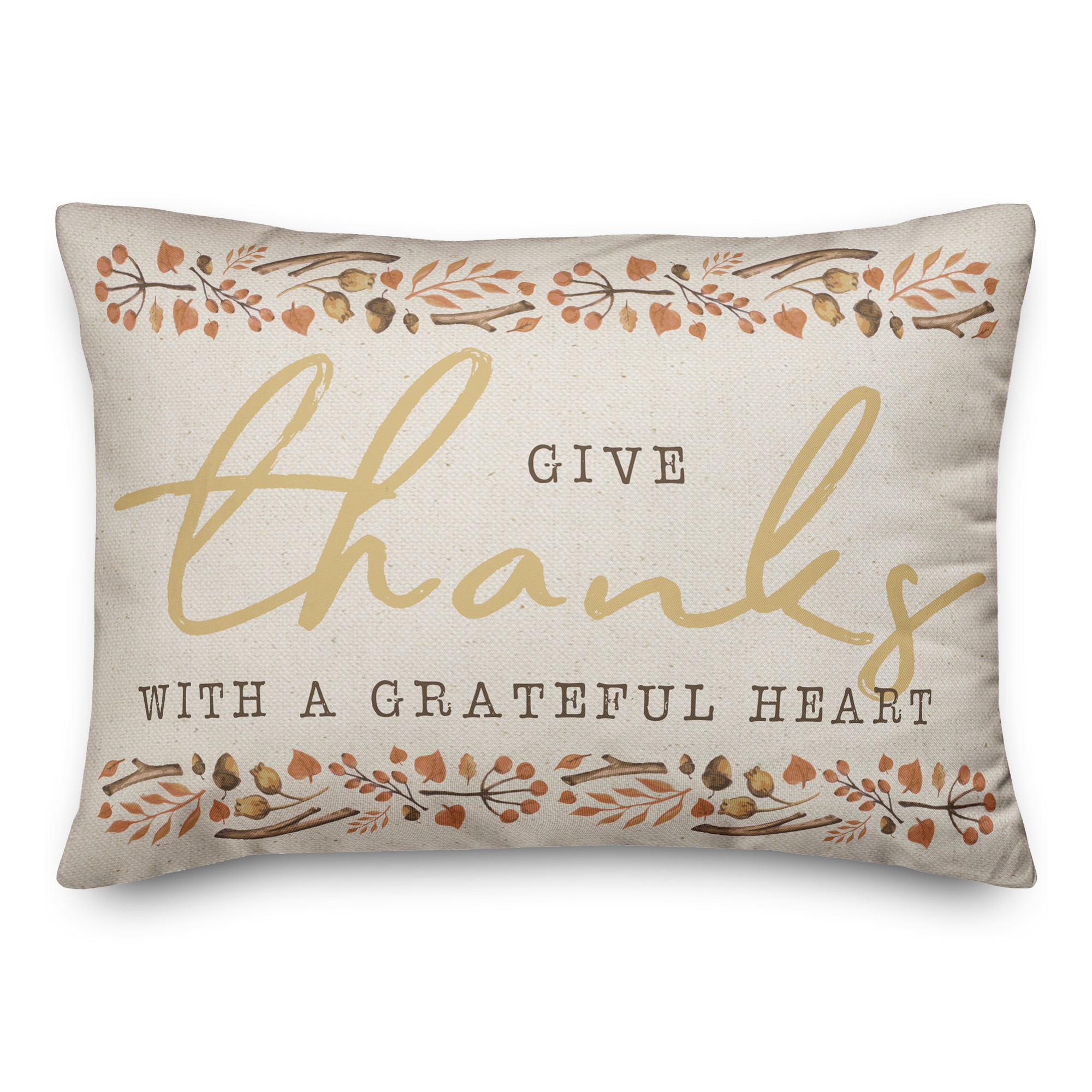 Give Thanks on Linen 14x20 Spun Poly Pillow