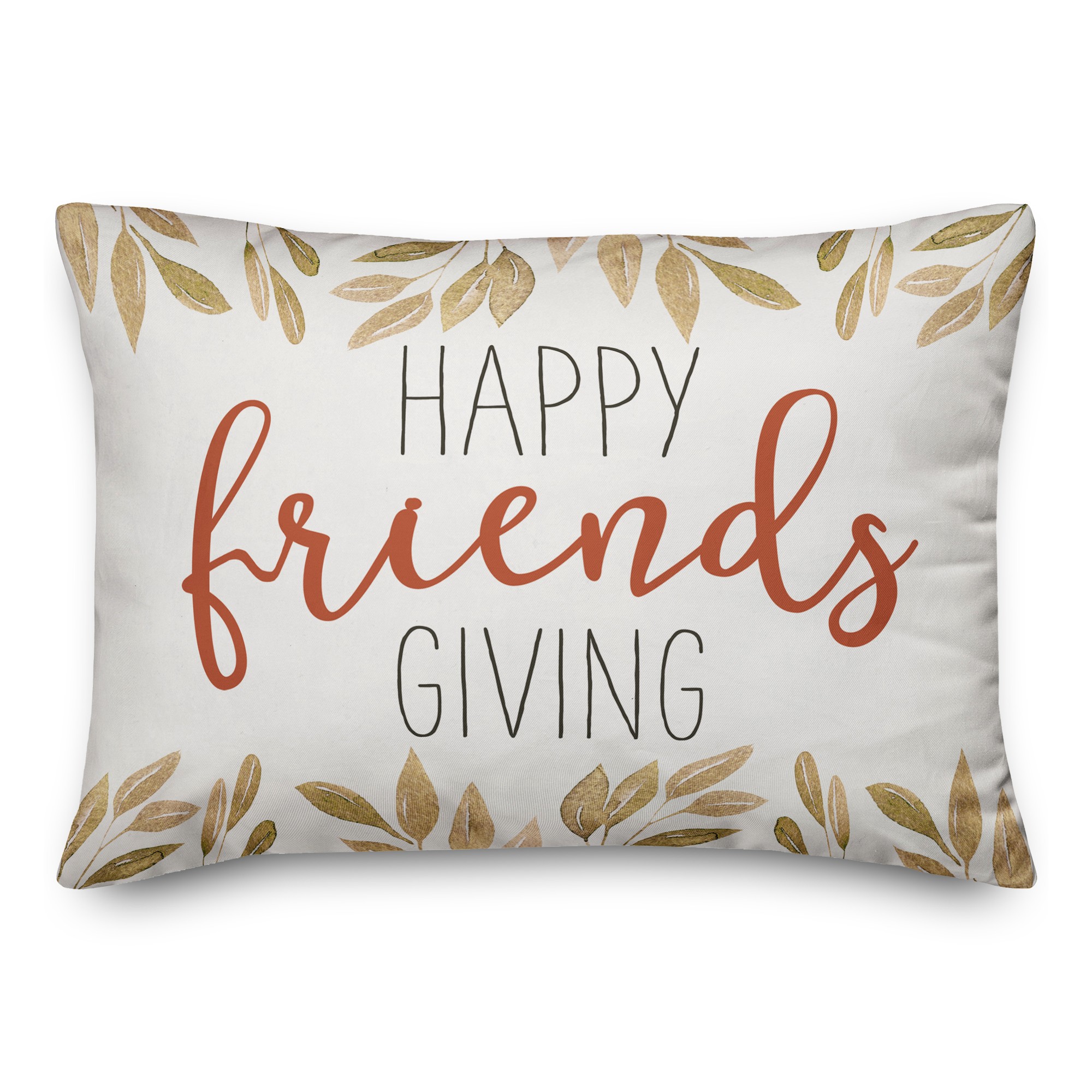 Happy Friendsgiving Gold Leaves 14x20 Spun Poly Pillow