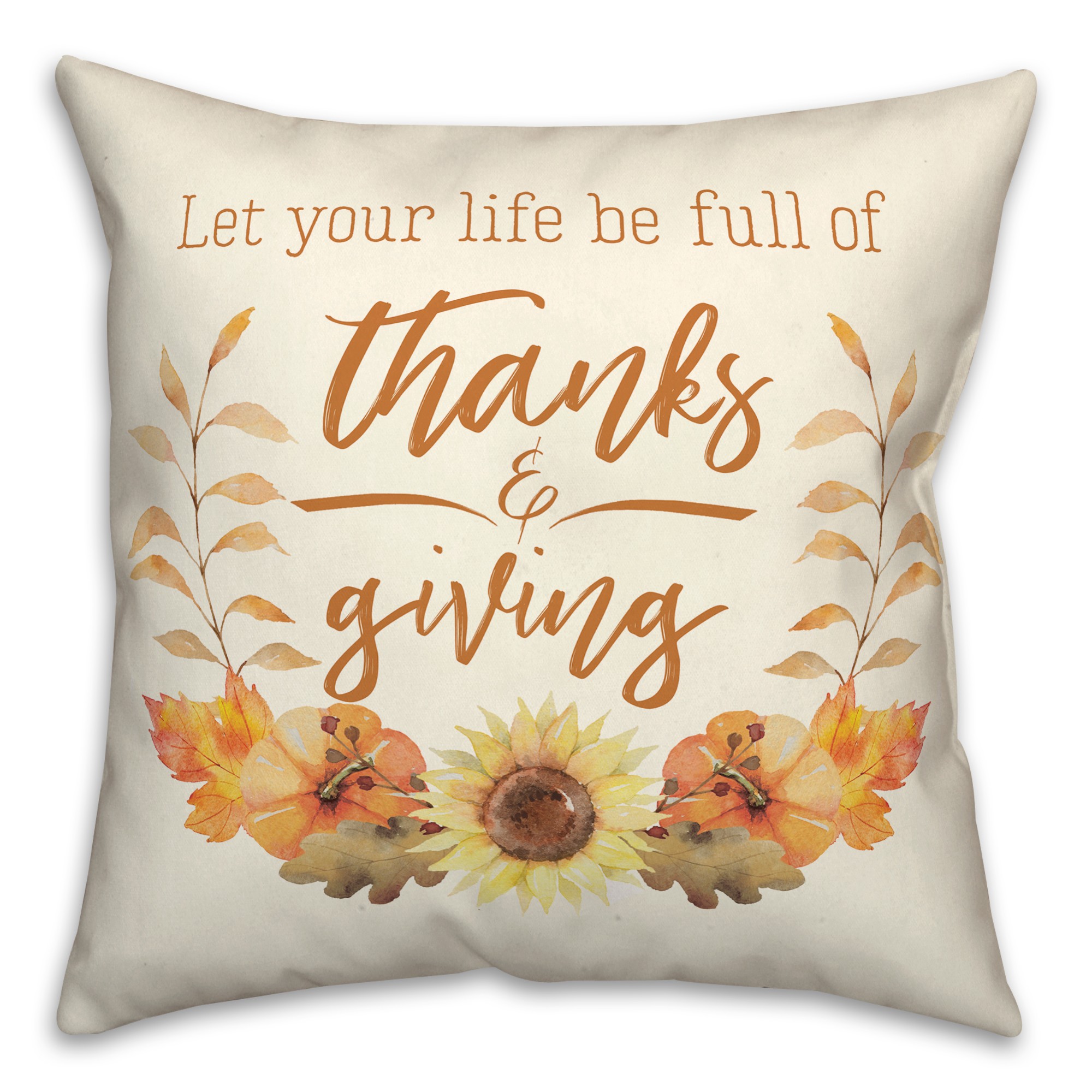 Full of Thanksgiving Fall Leaves 18x18 Spun Poly Pillow