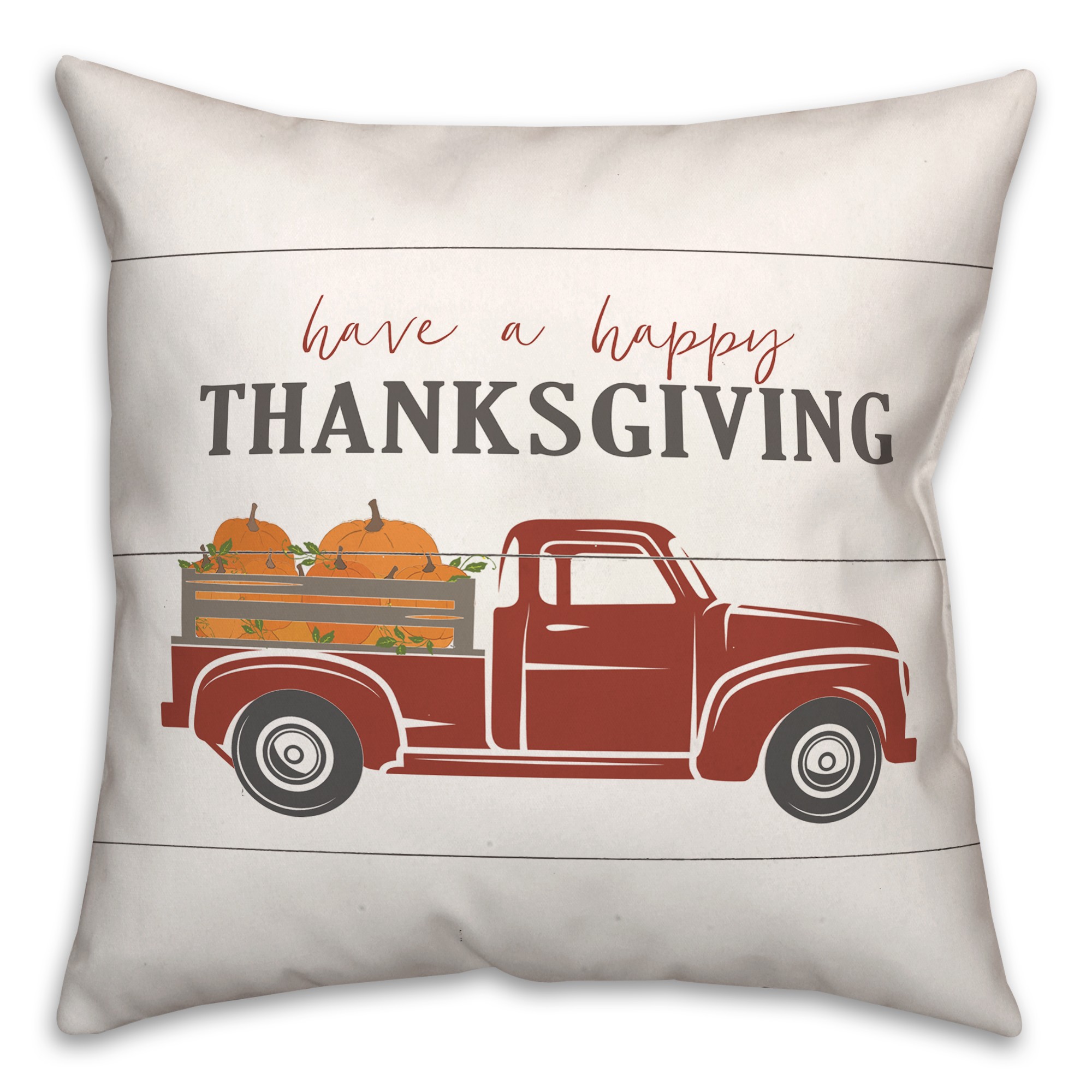 Happy Thanksgiving Pumpkin Truck 18x18 Spun Poly Pillow