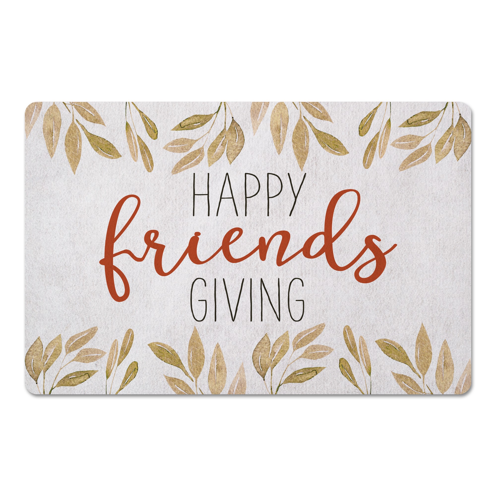 Happy Friendsgiving Gold Leaves 27x18 Floor Mat