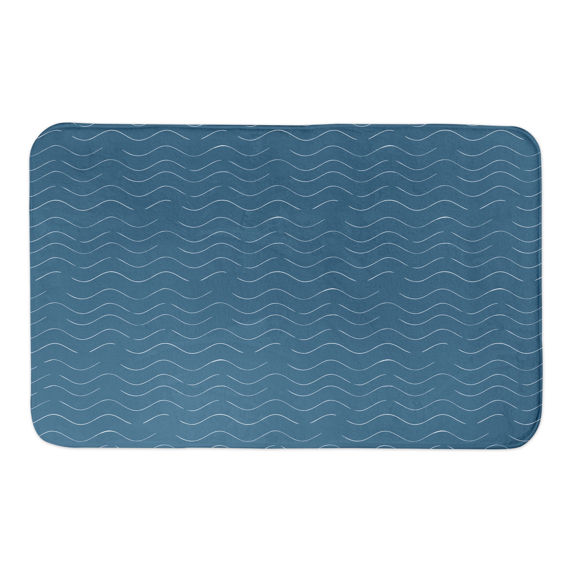 Simple Wave Pattern Blue 34x21 Bath Mat