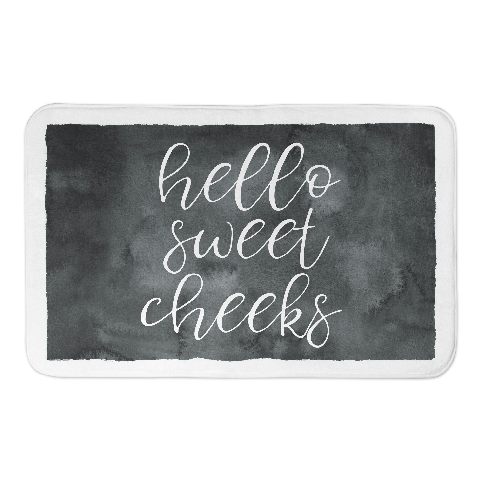 Hello Sweet Cheeks Black Watercolor 34x21 Bath Mat