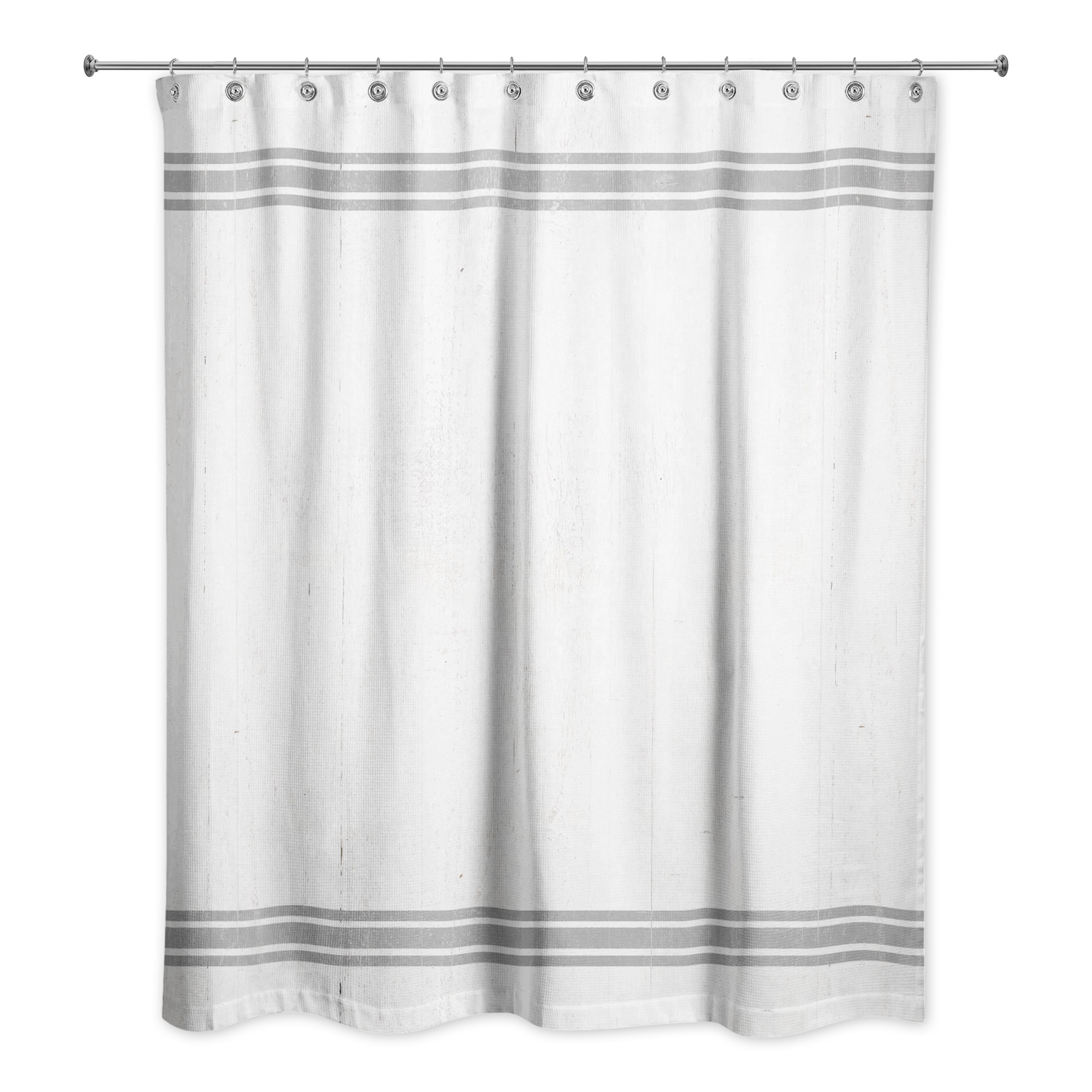 White and Gray Stripes 71x74 Shower Curtain