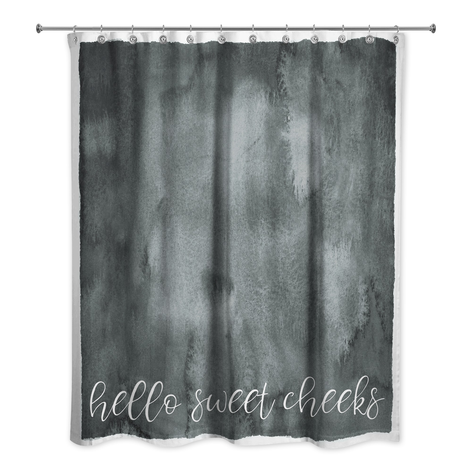 Hello Sweet Cheeks Black Watercolor 71x74 Shower Curtain