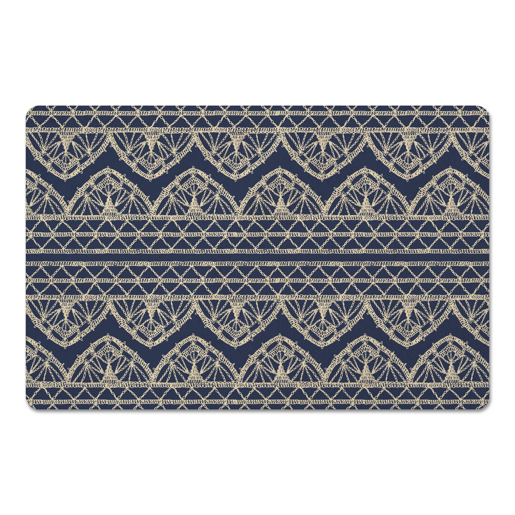 Boho Lace Pattern Navy 27x18 Floor Mat