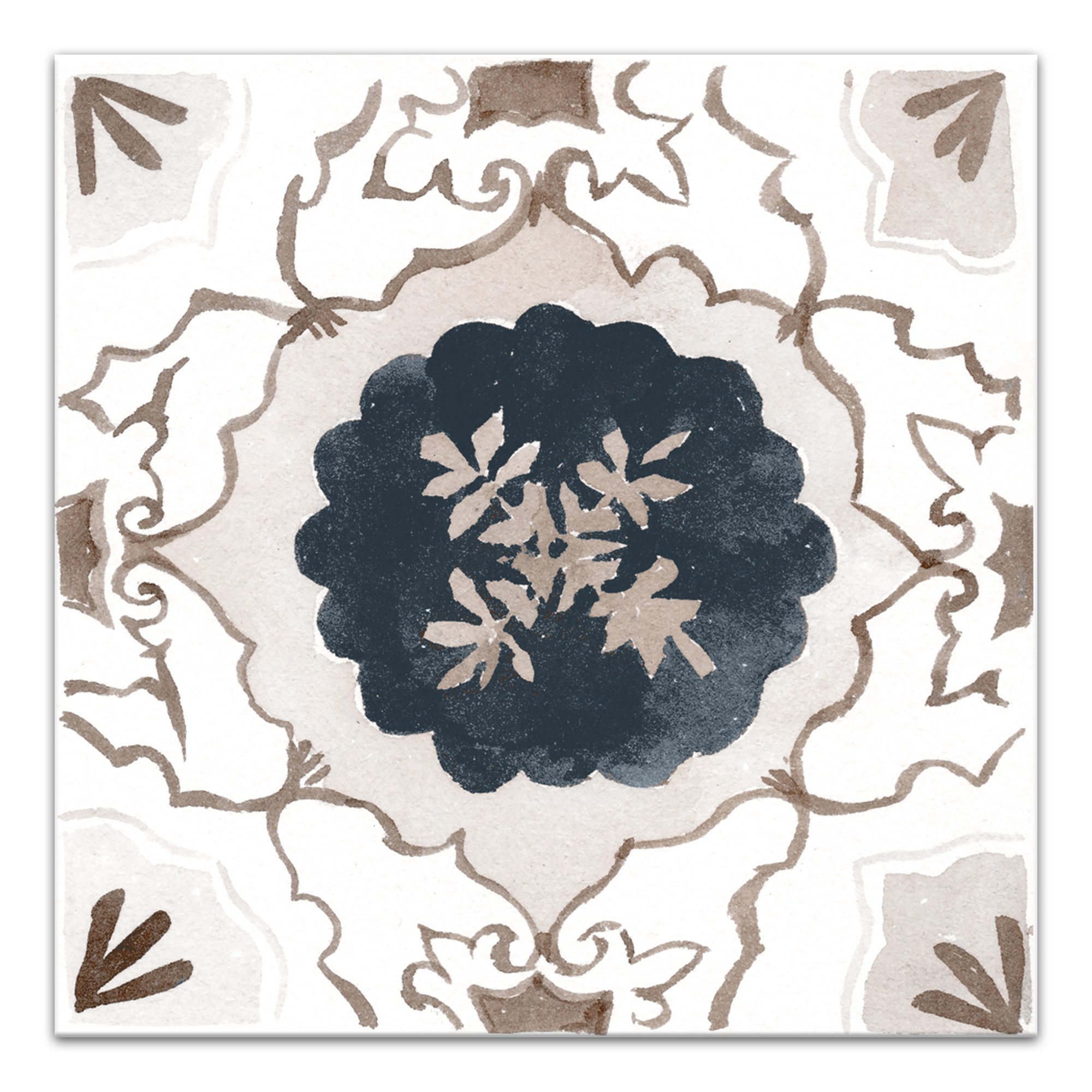 Organic Watercolor Tile 16x16 Canvas Wall Art
