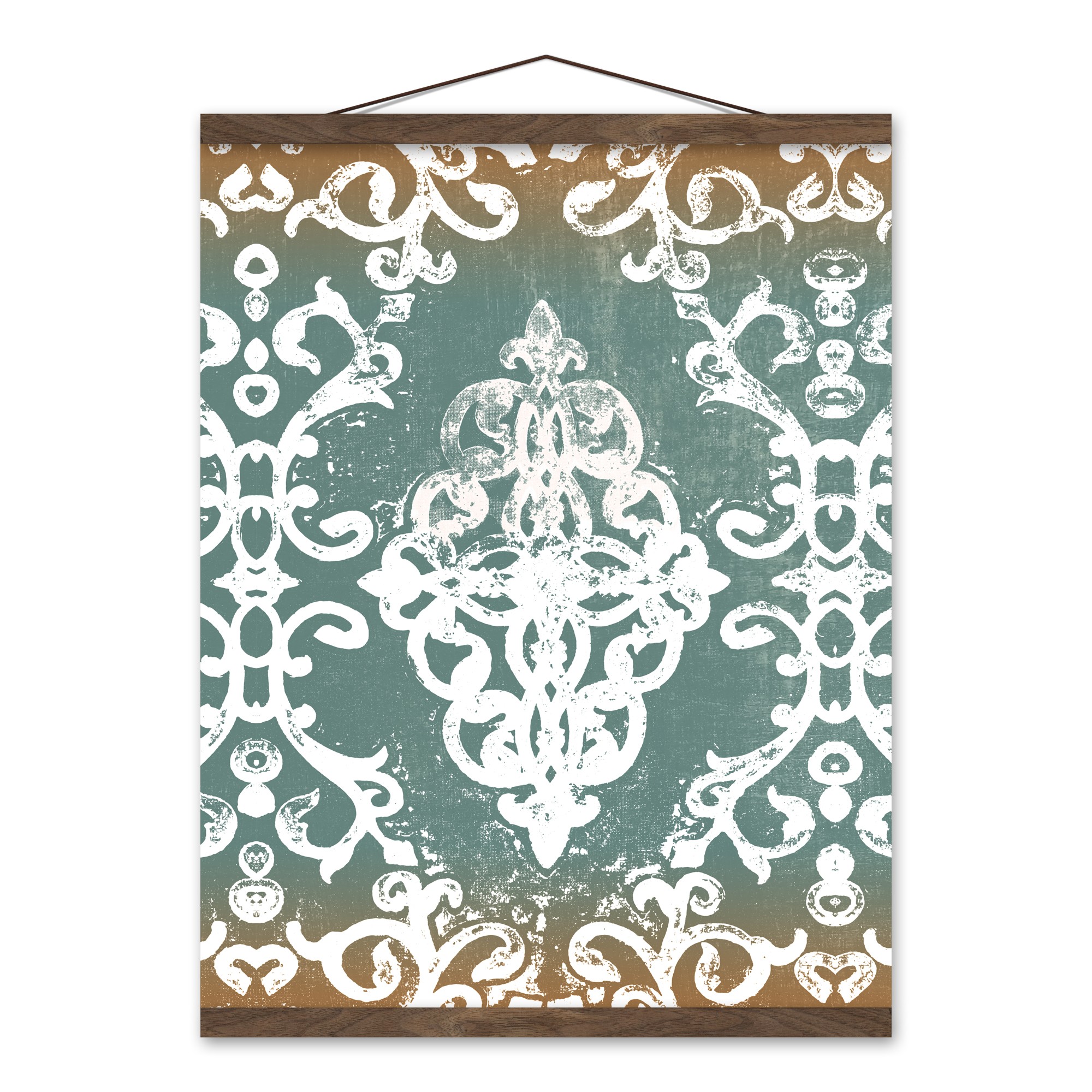 Symmetrical Vines 16x20 Teak Hanging Canvas