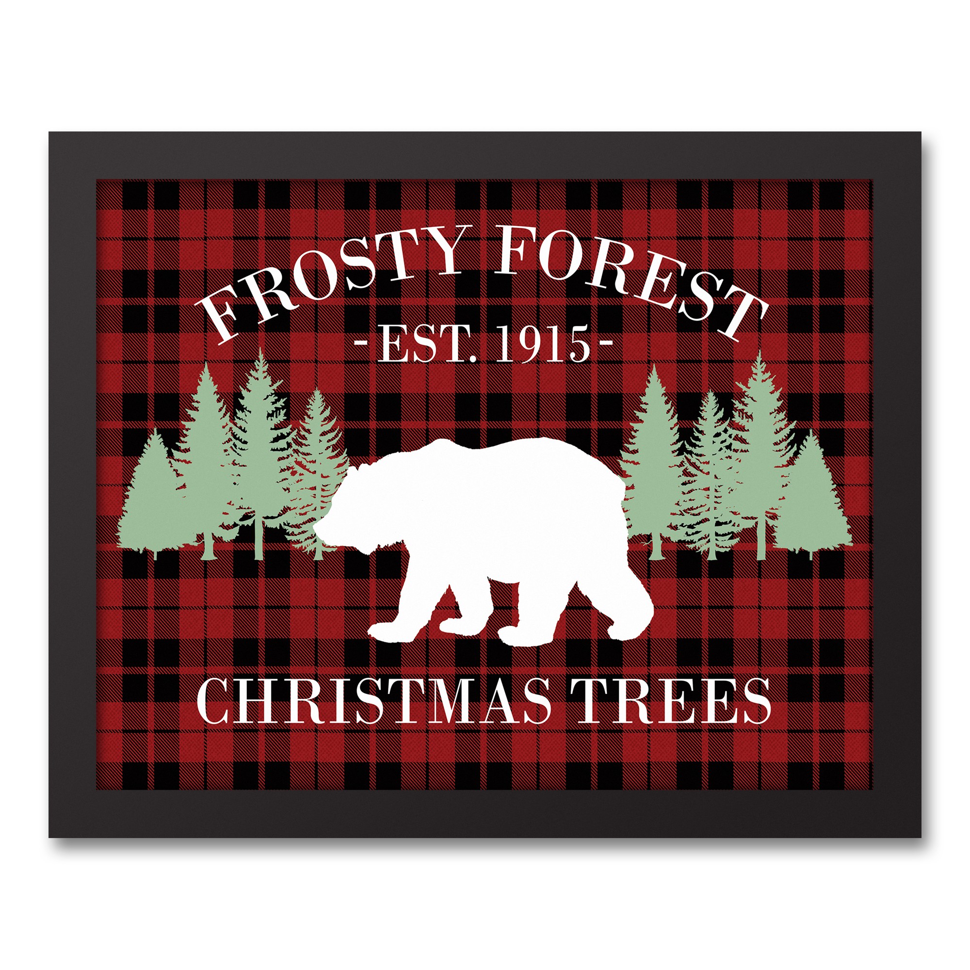 Frosty Forest Christmas Trees 11x14 Black Framed Canvas