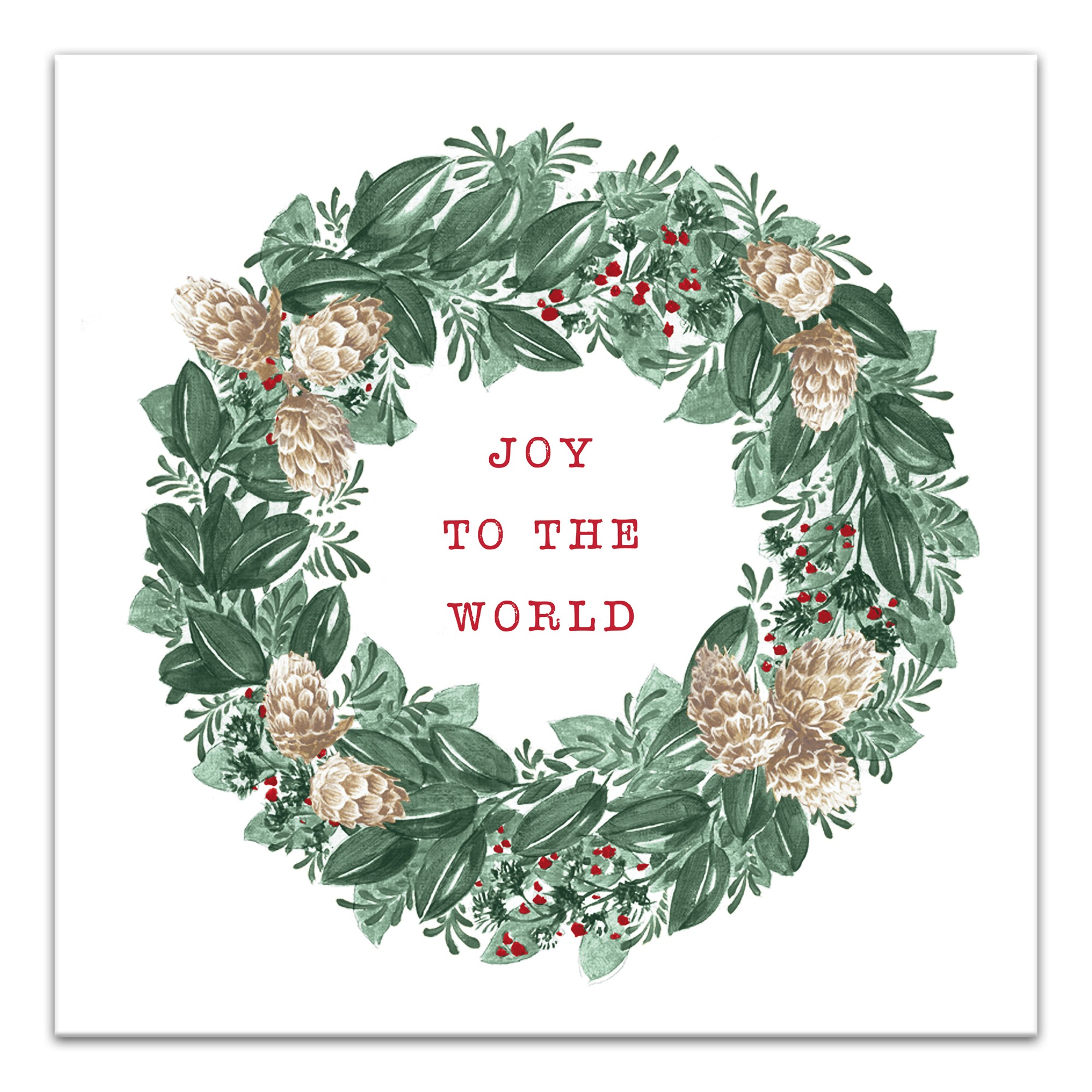 Joy to the World Wreath 20x20 Canvas Wall Art