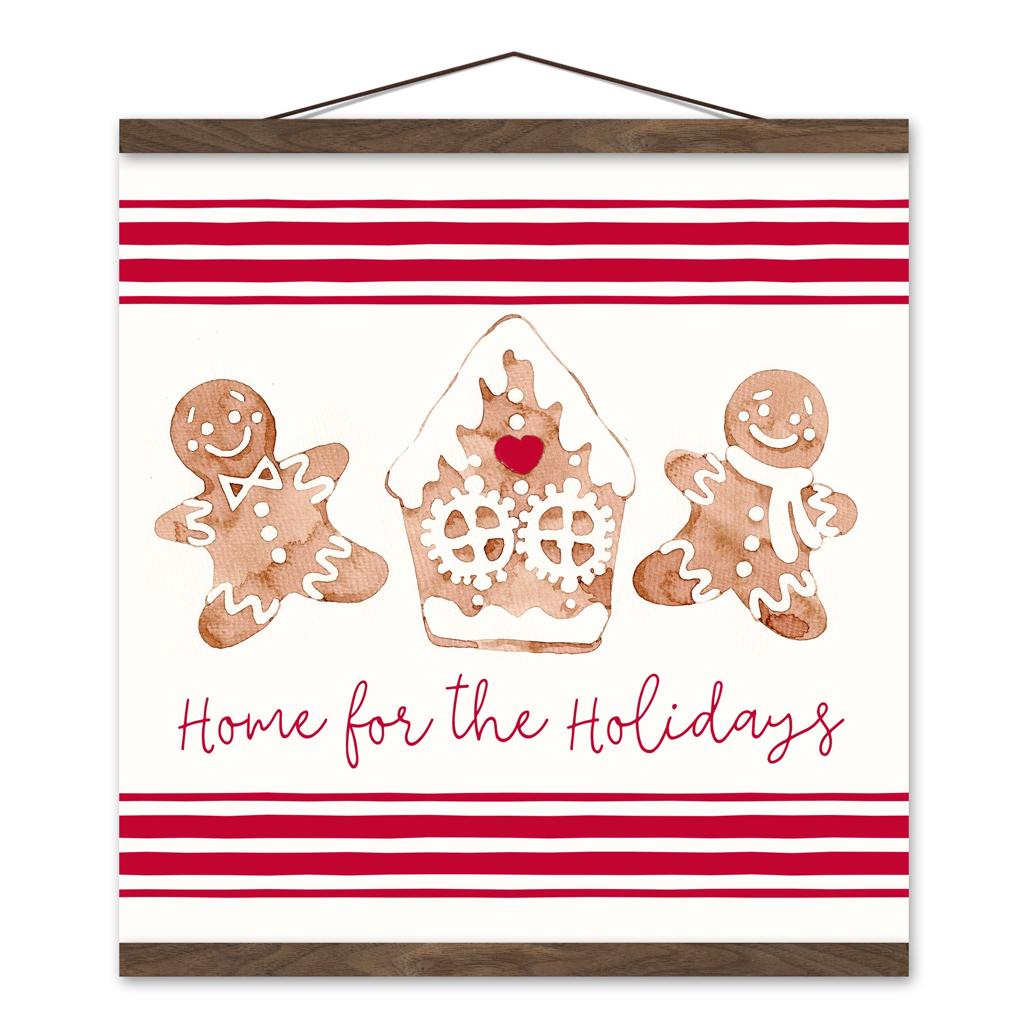 Home for the Holidays 16x16 Teak Hanging Canvas