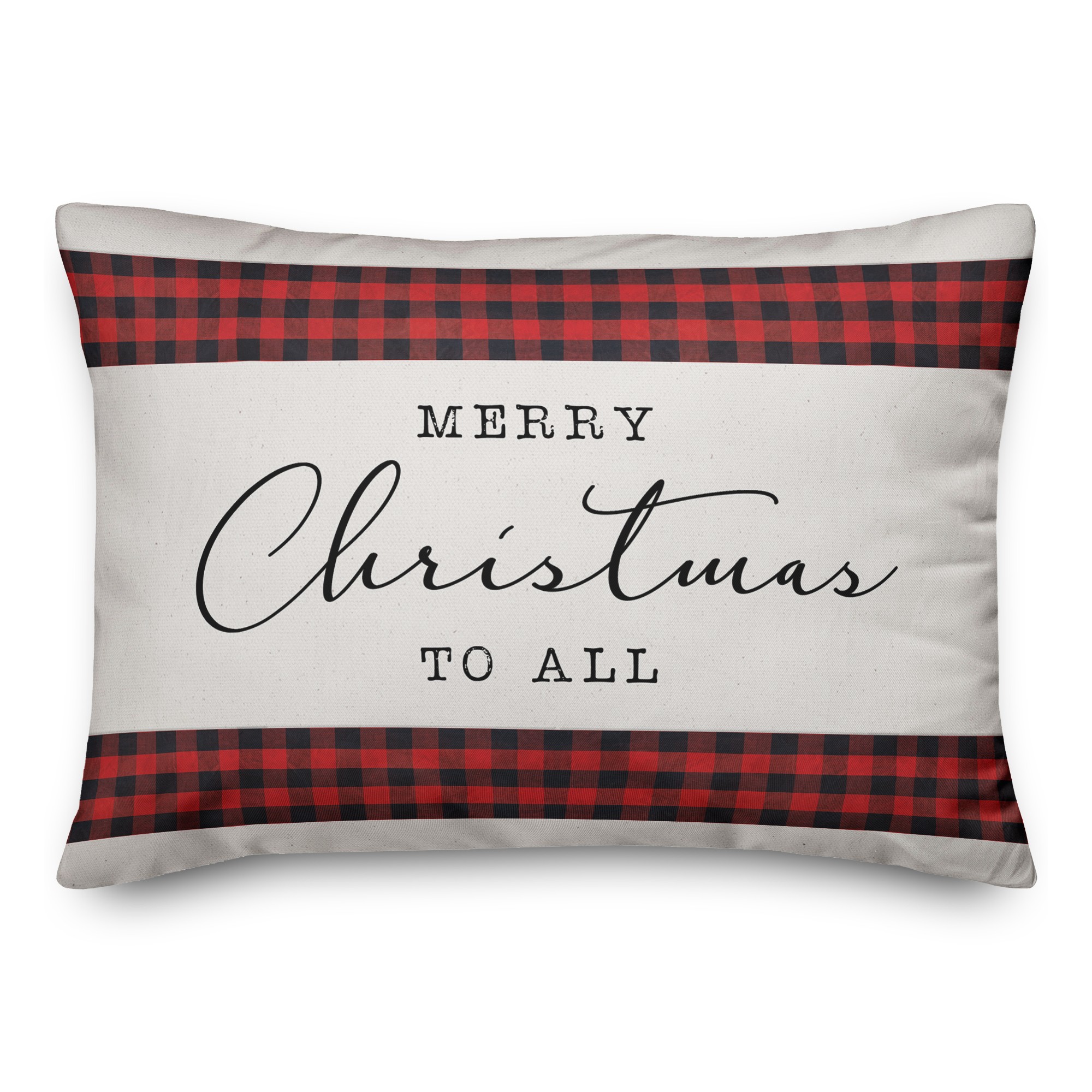 Plaid Merry Christmas Banner 14x20 Spun Poly Pillow