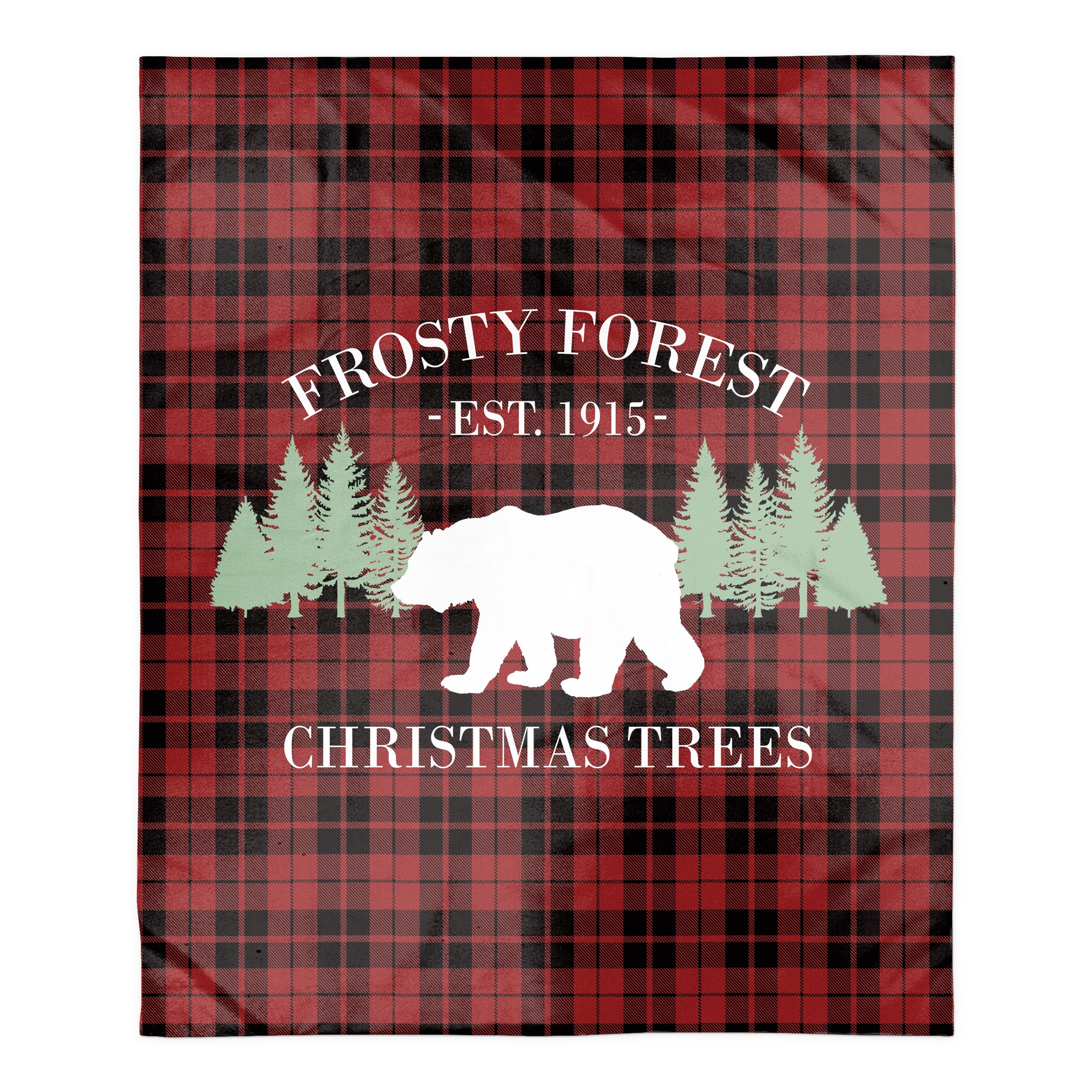 Frosty Forest Christmas Trees 50x60 Sherpa Fleece Blanket