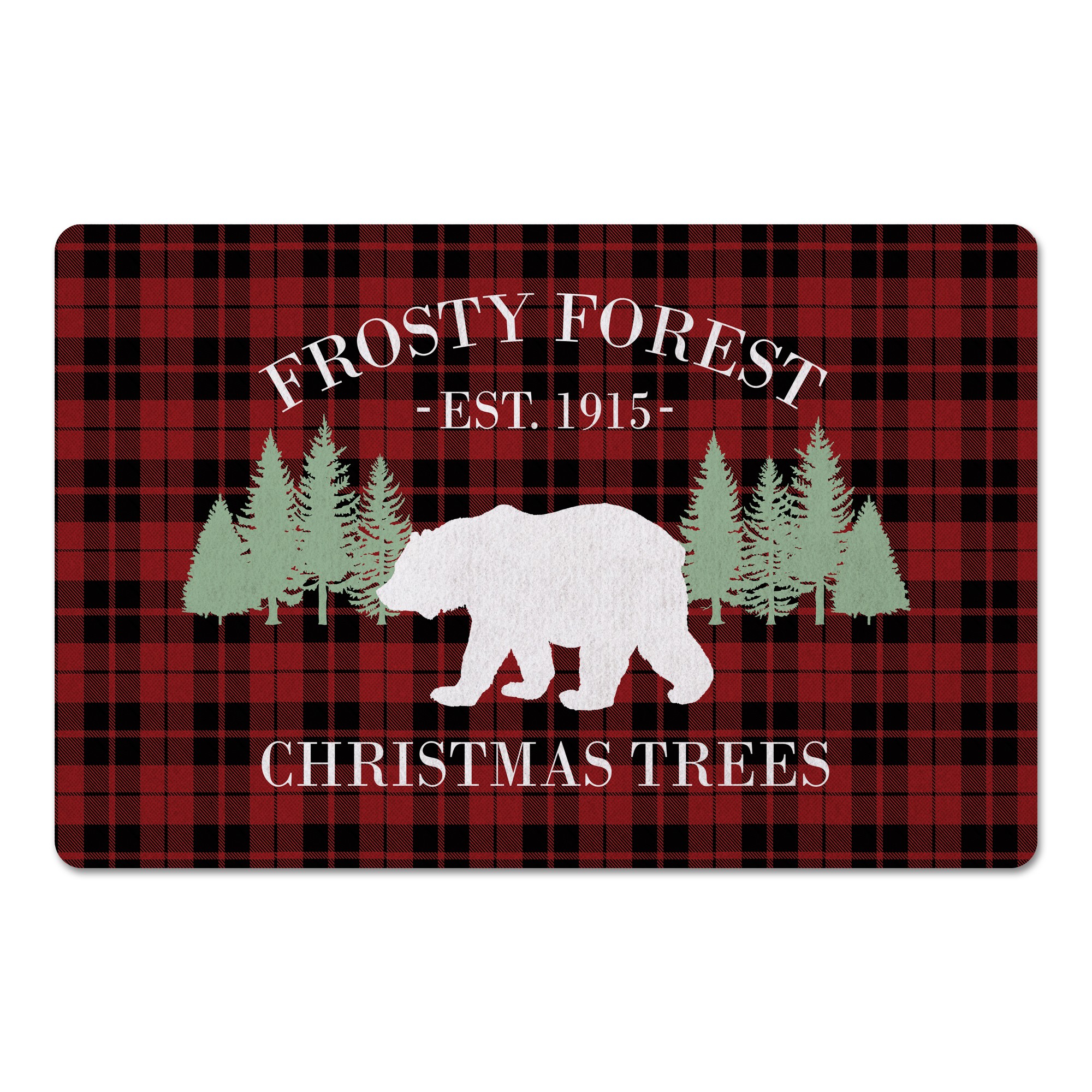 Frosty Forest Christmas Trees 27x18 Floor Mat