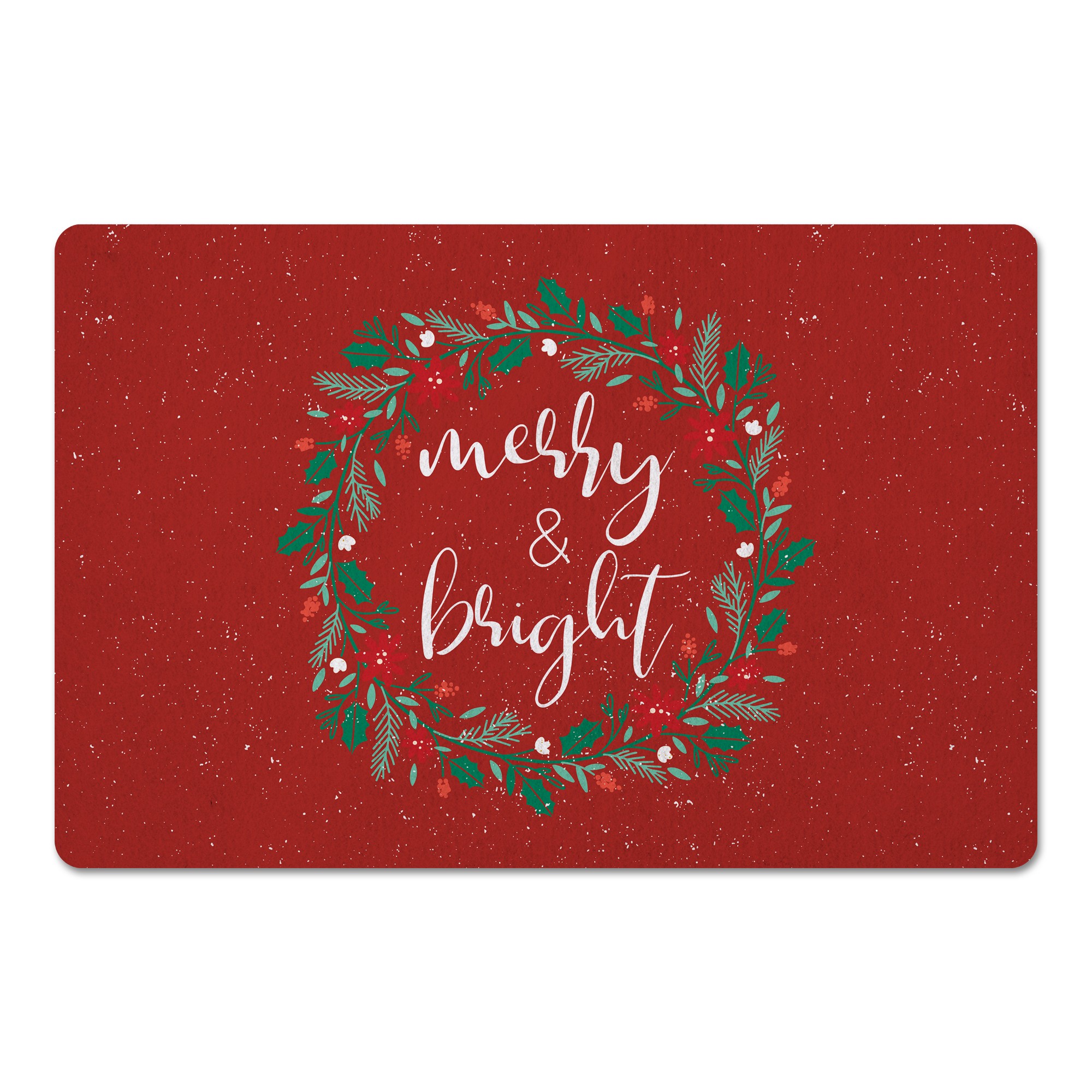 Merry and Bright Wreath 27x18 Floor Mat