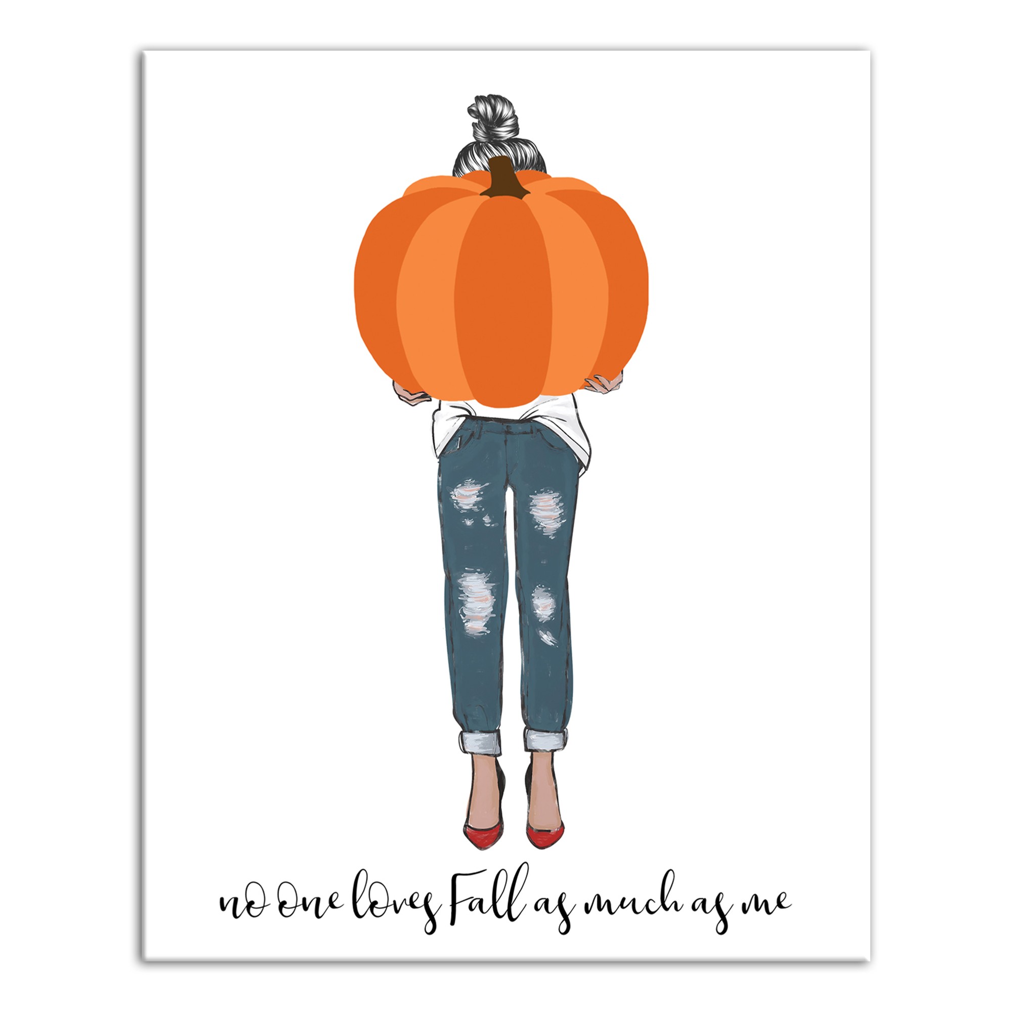 Pumpkin Girl 8x10 Canvas Wall Art