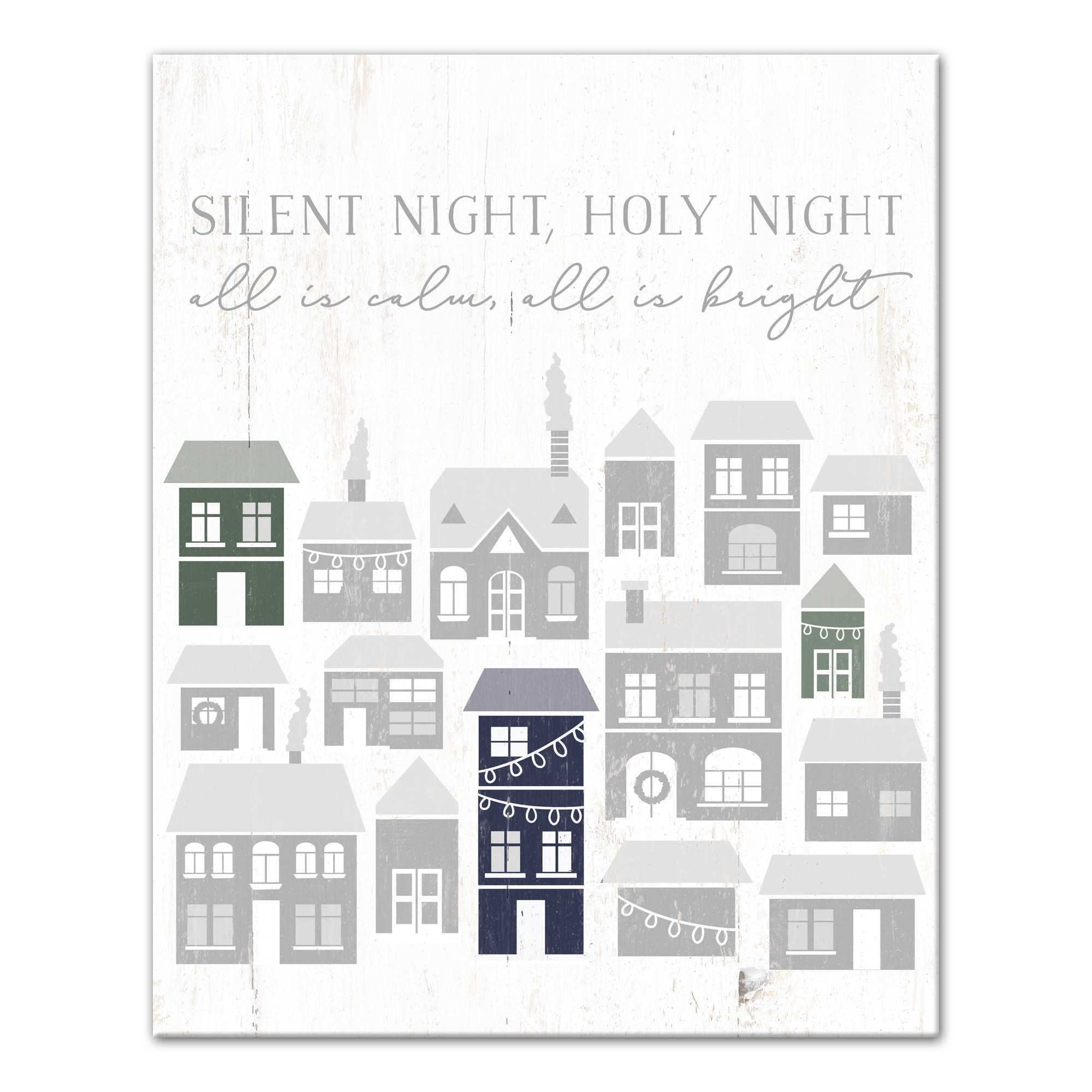 Silent Night Village 16x20 Canvas Wall Art